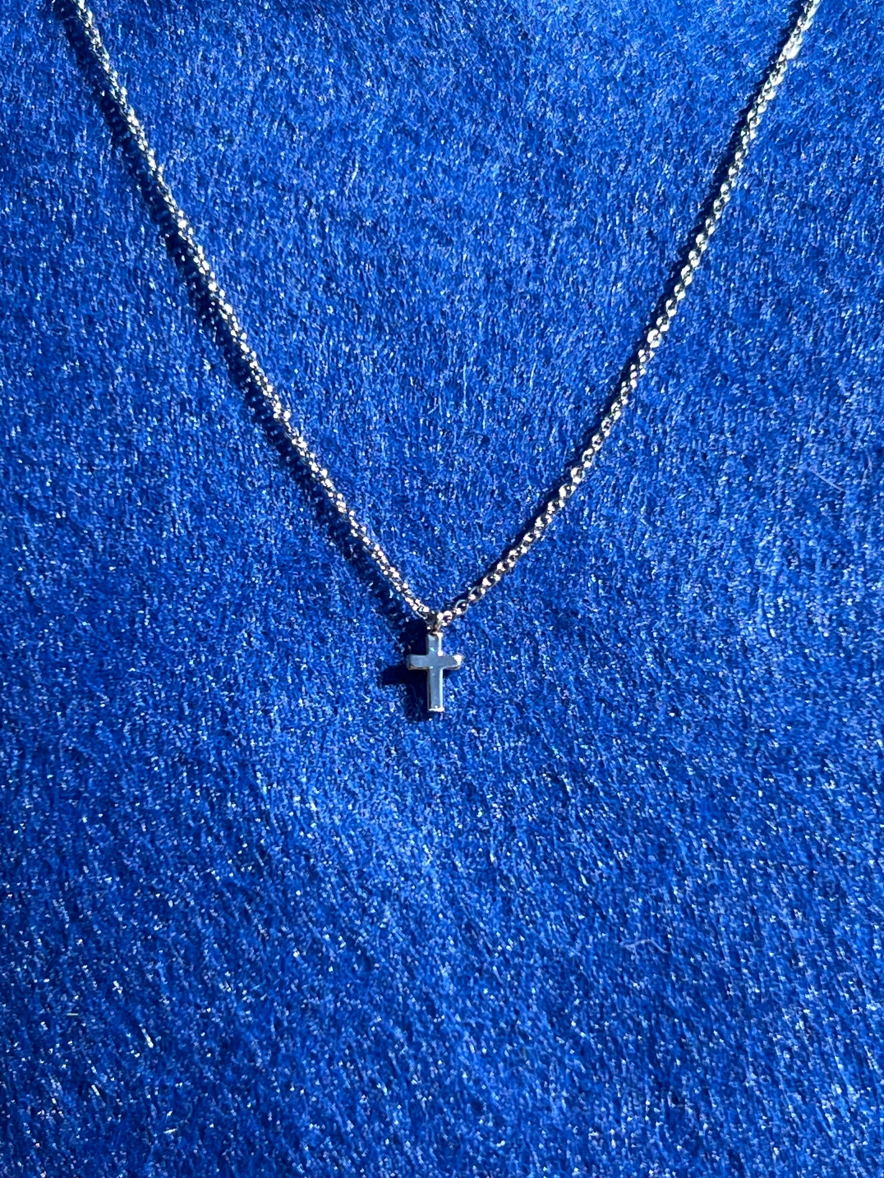 Teeny Tiny Silver Cross Pendant Chain Necklace
