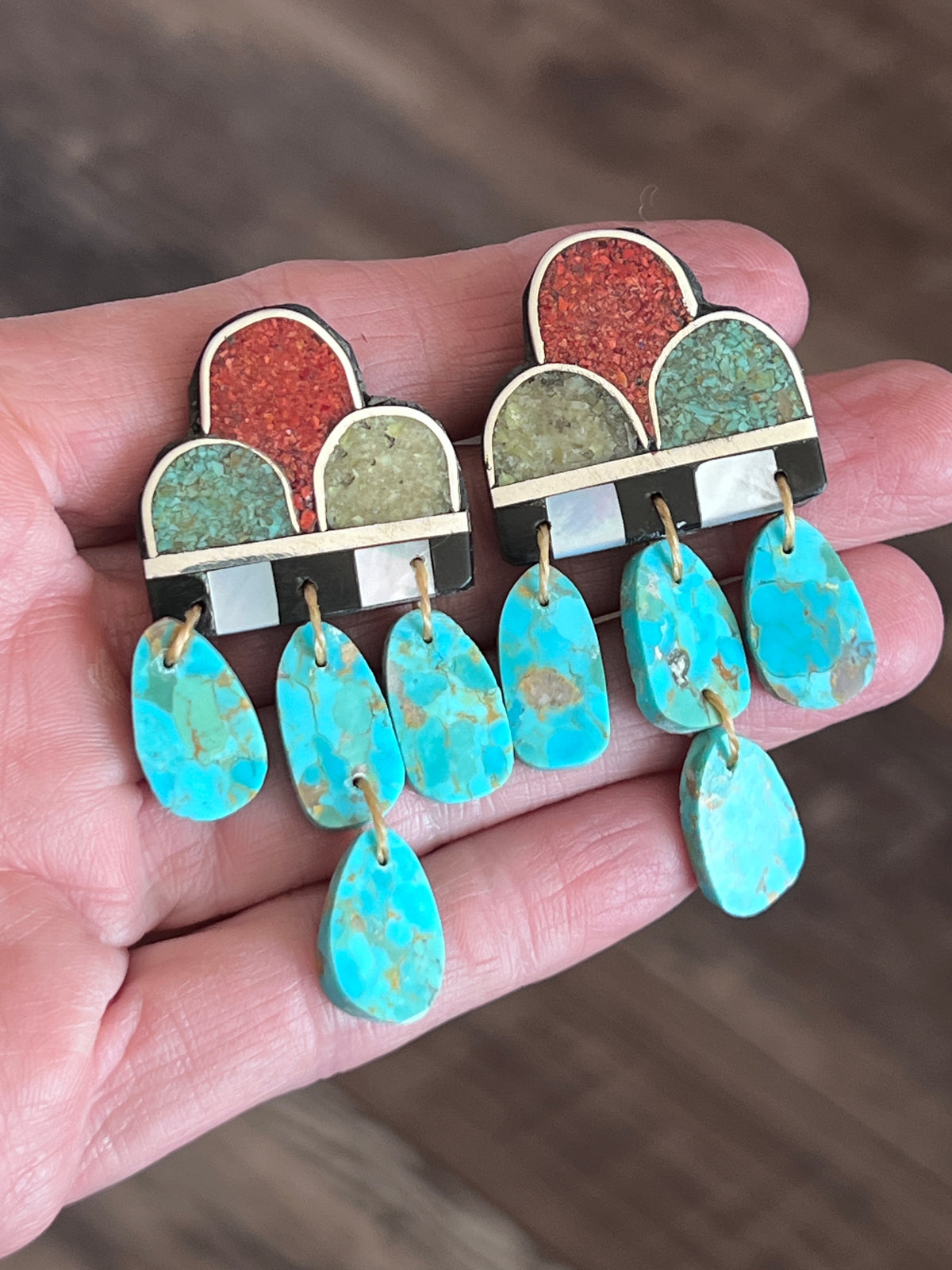 Warren Nieto Multi Stone Inlay Monsoon Necklace & Earrings Set