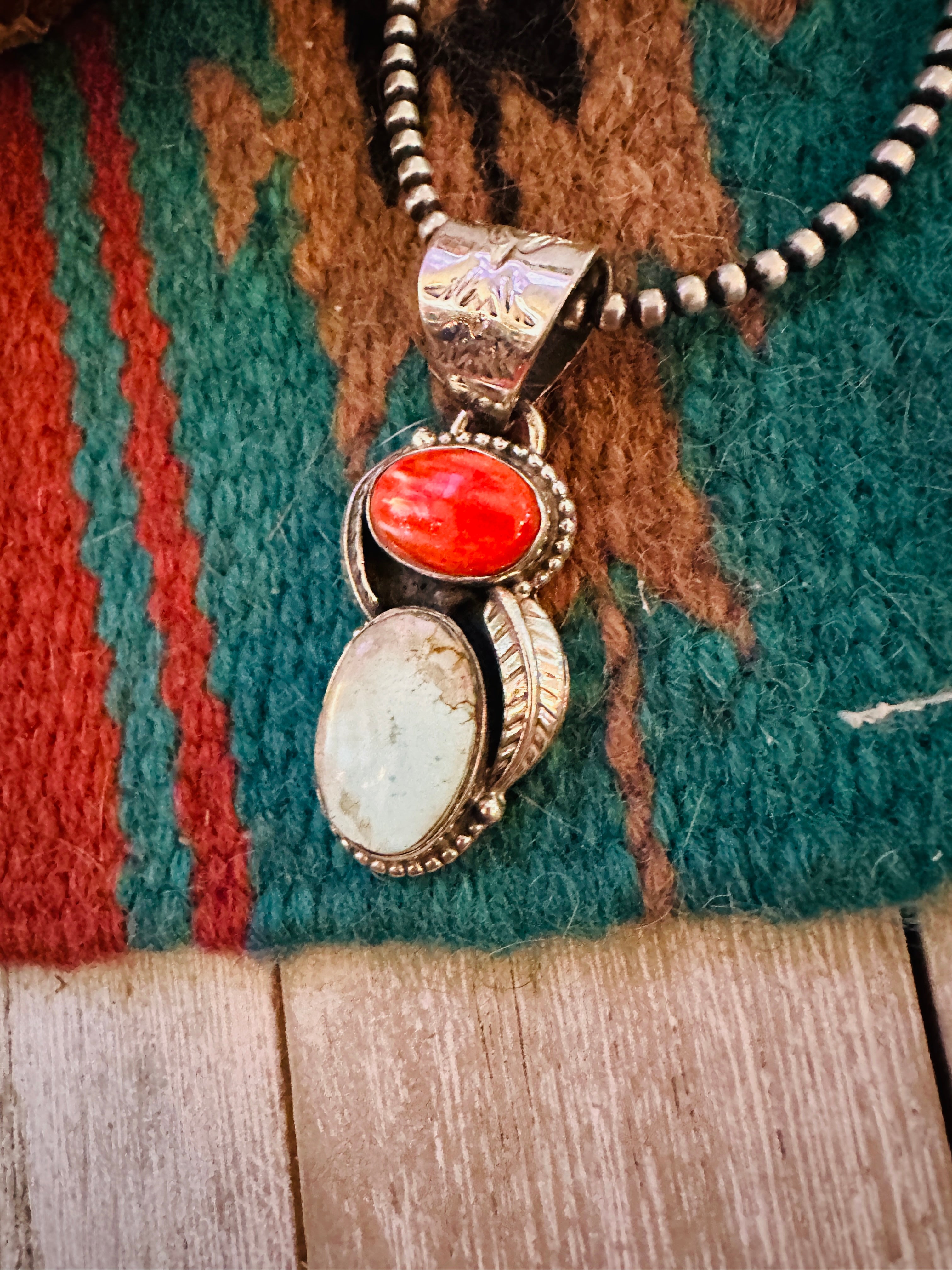 Handcrafted Sterling Silver, Spiny & Turquoise Pendant