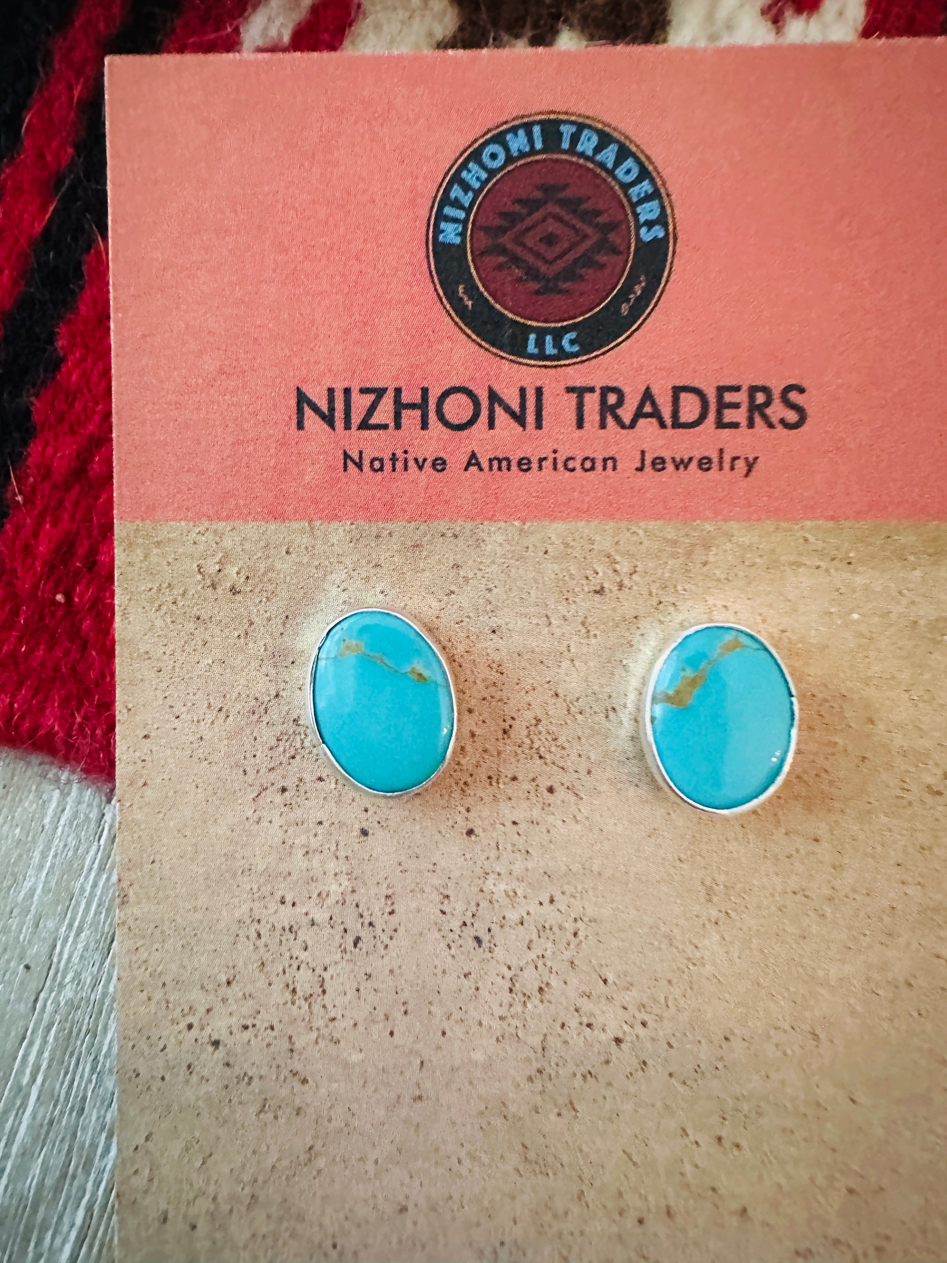 Handcrafted Turquoise & Sterling Silver Stud Earrings