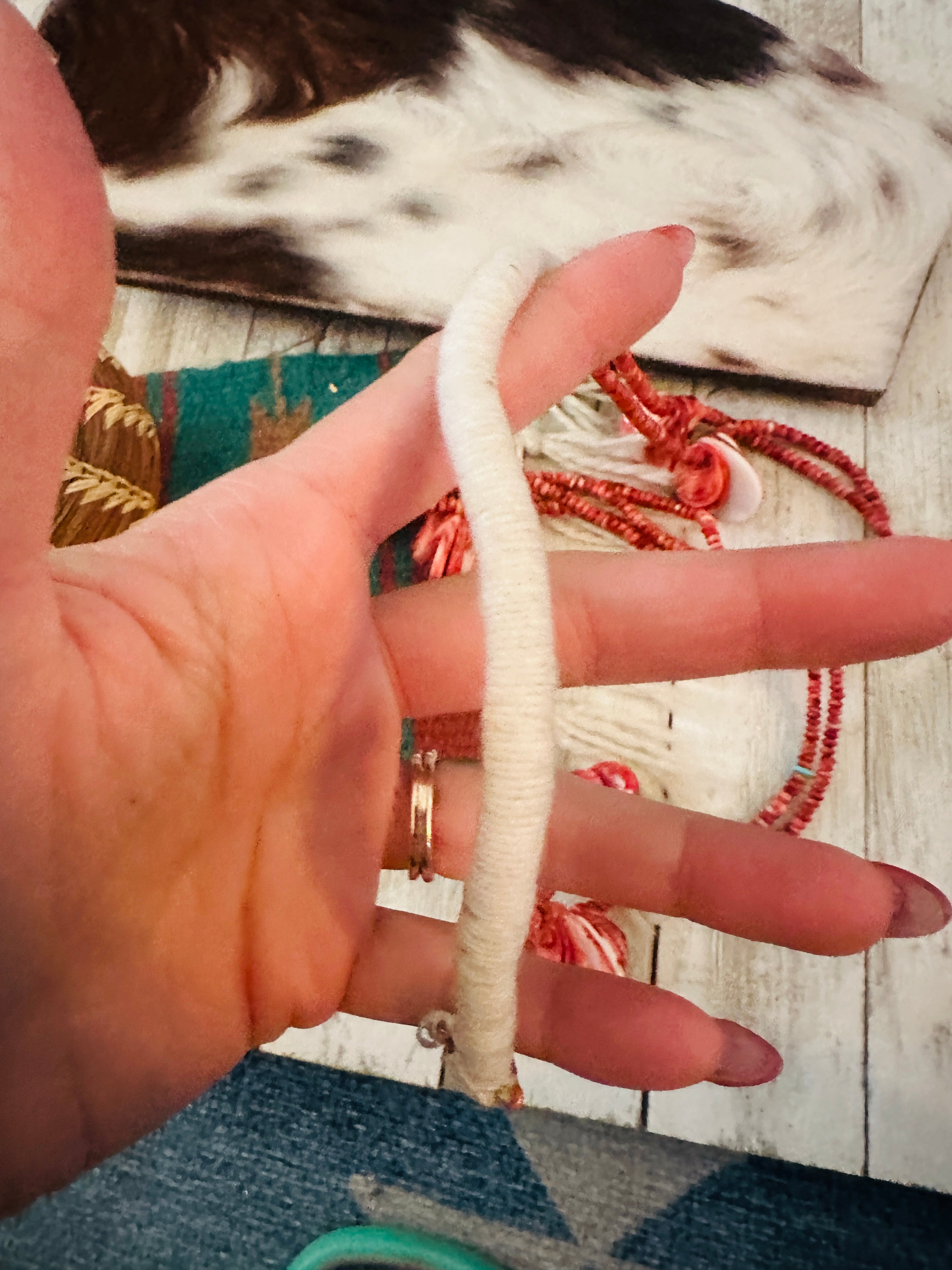 Handcrafted Spiny Oyster and Turquoise Beaded Jacla Necklace