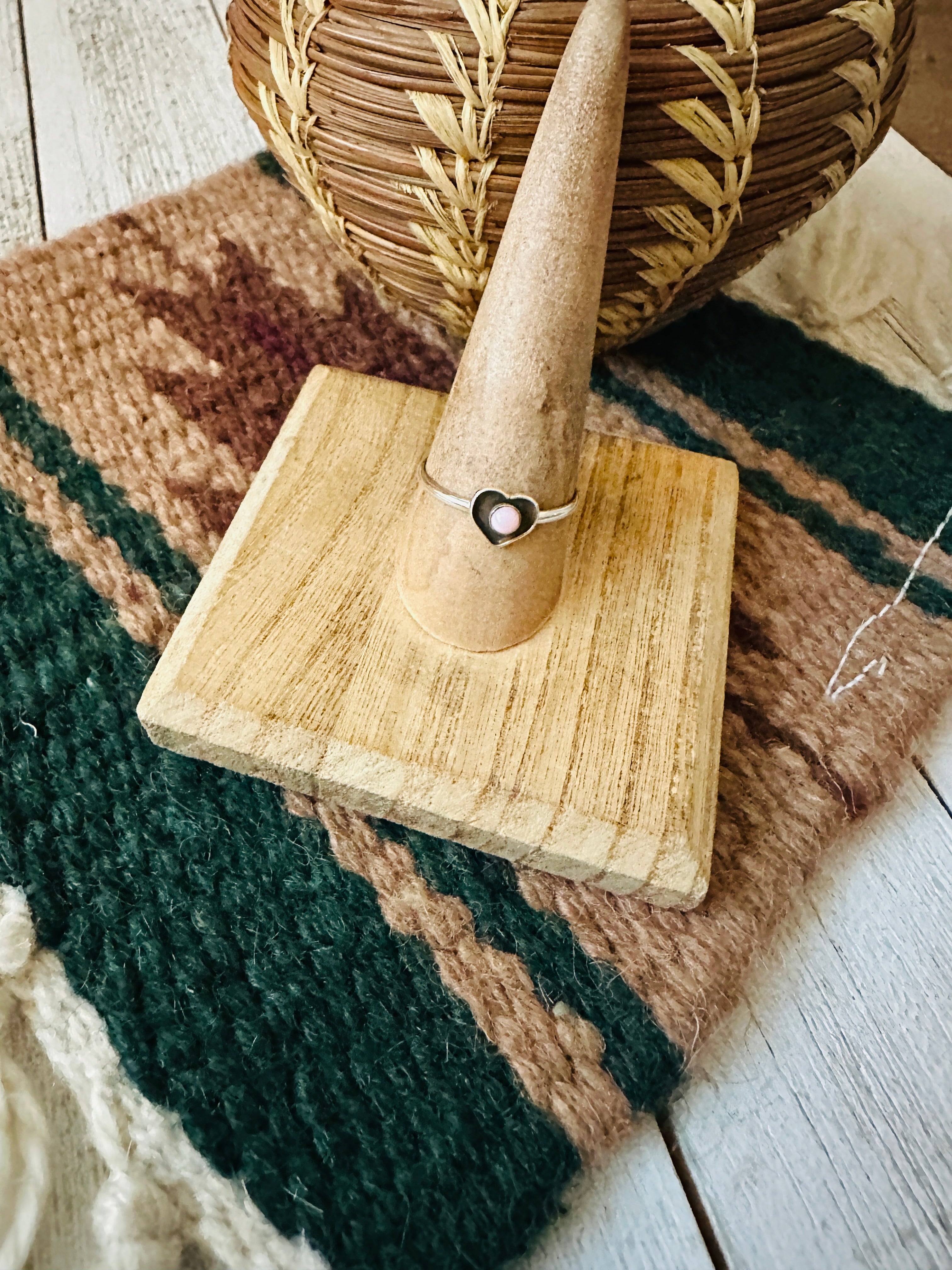 Handcrafted Sterling Silver & Queen Pink Conch Heart Ring