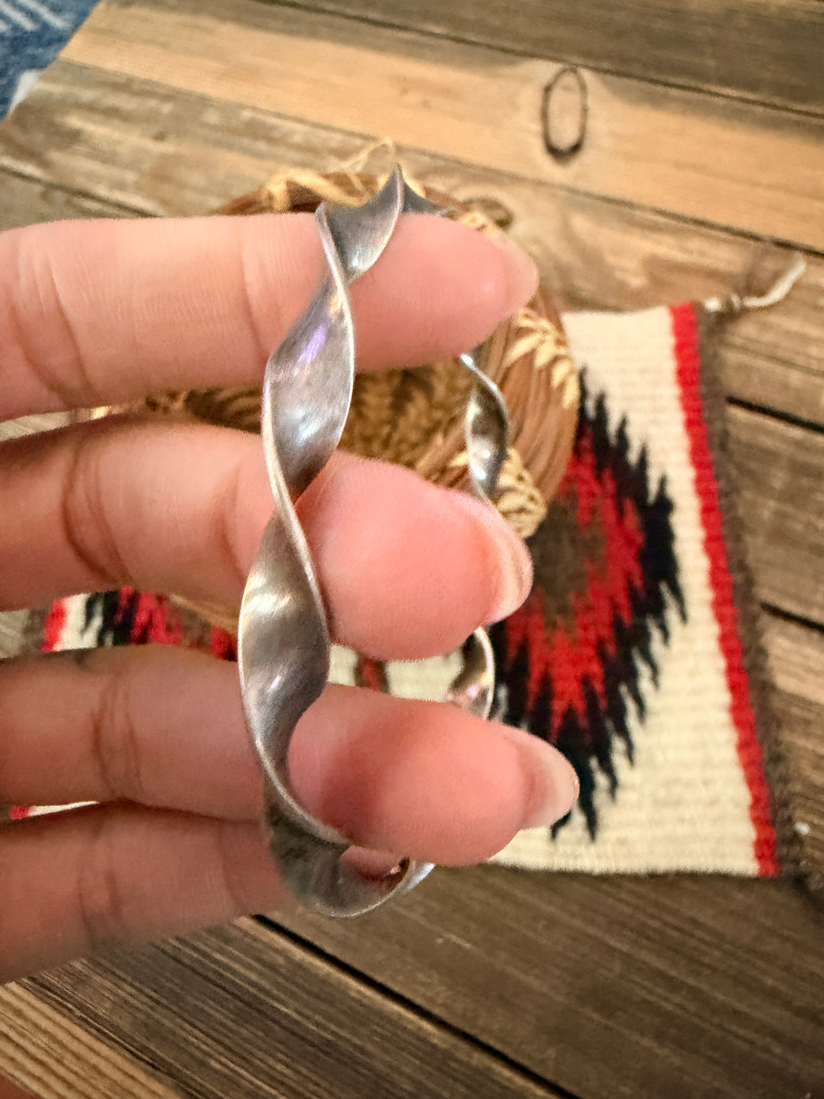 Handcrafted Old Pawn Sterling Silver Bangle Bracelet