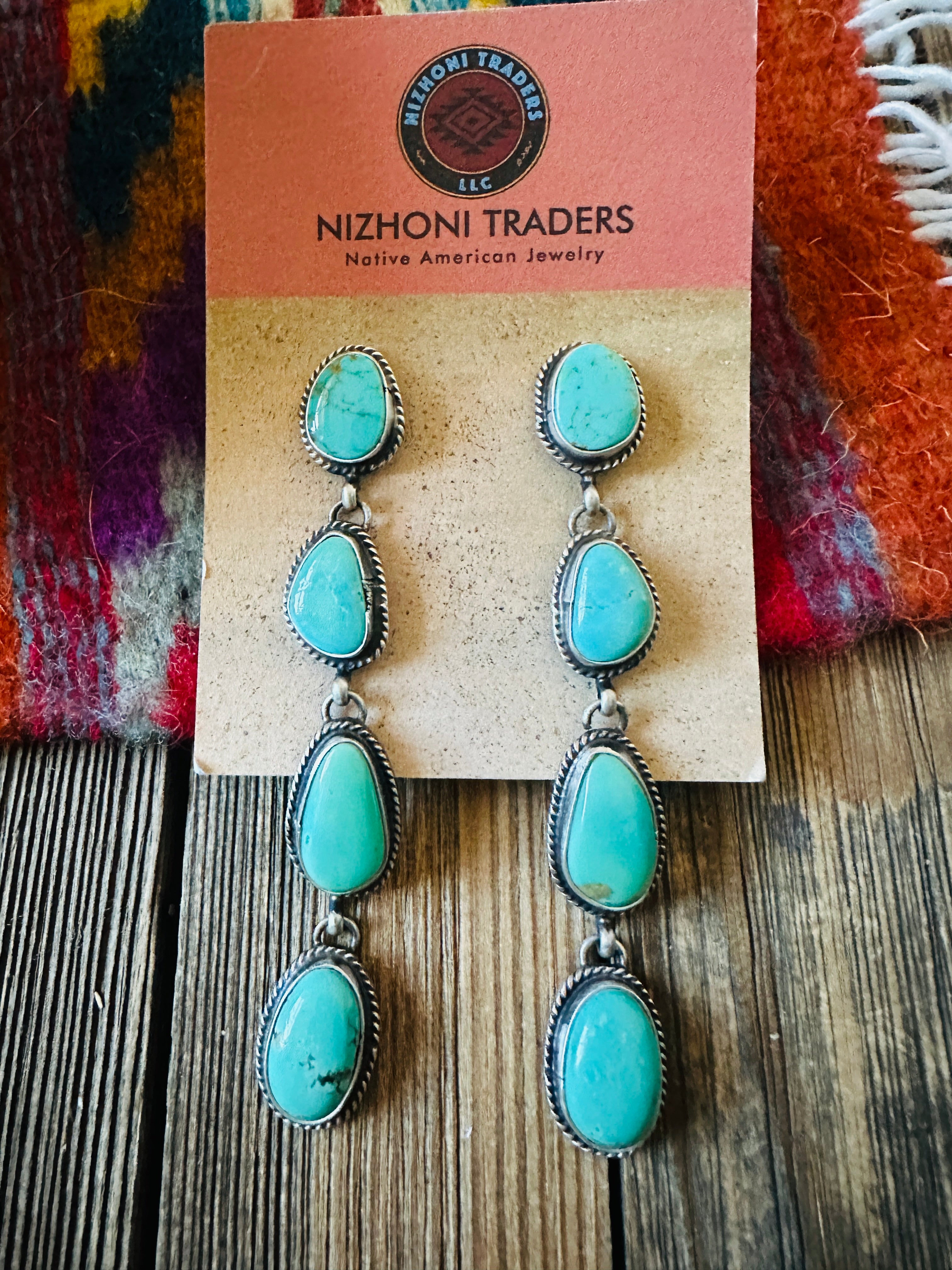Handcrafted Turquoise & Sterling Silver Dangle Earrings by Marcella James