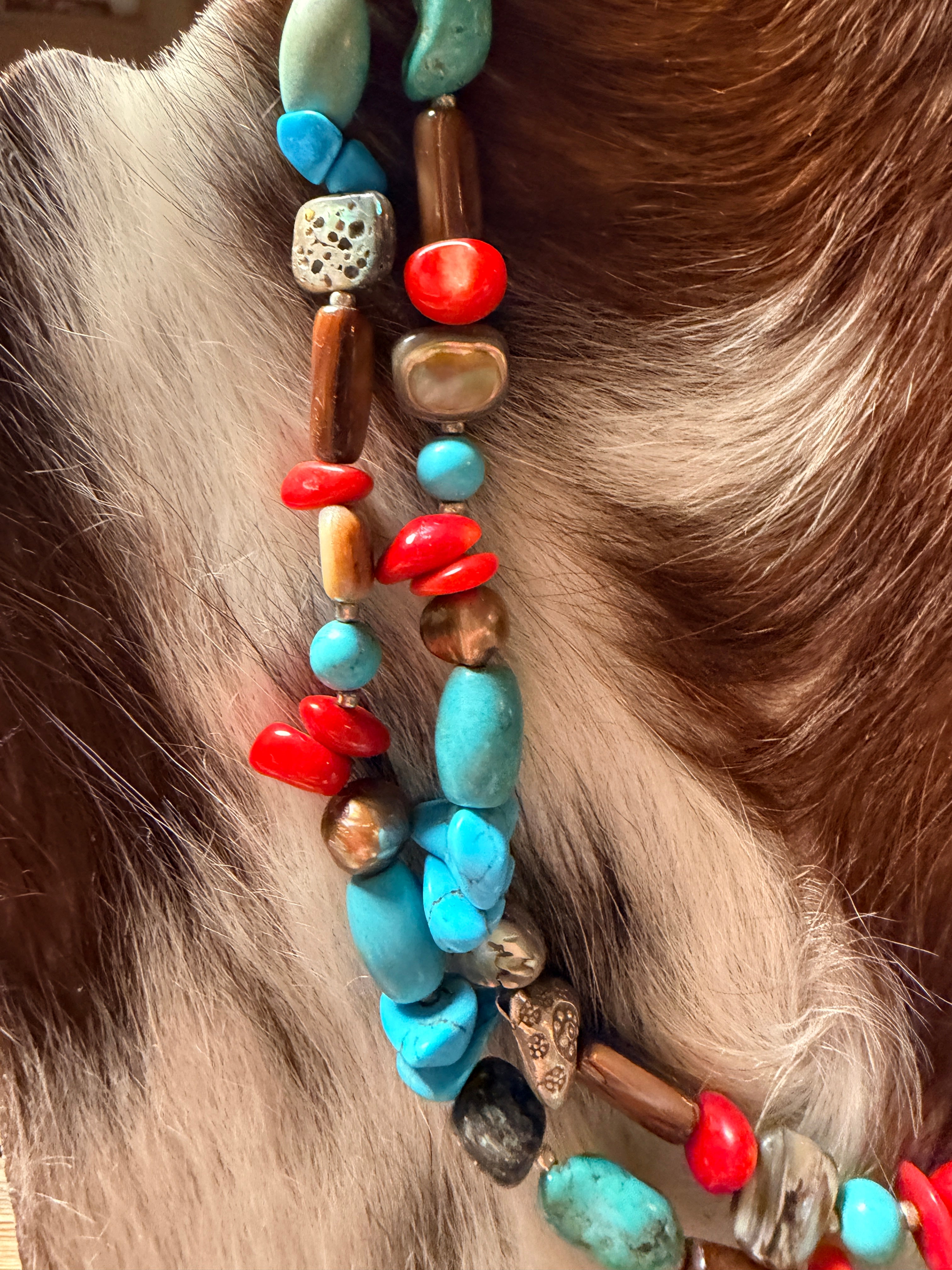 Handcrafted Multi Stone 34” Beaded Necklace