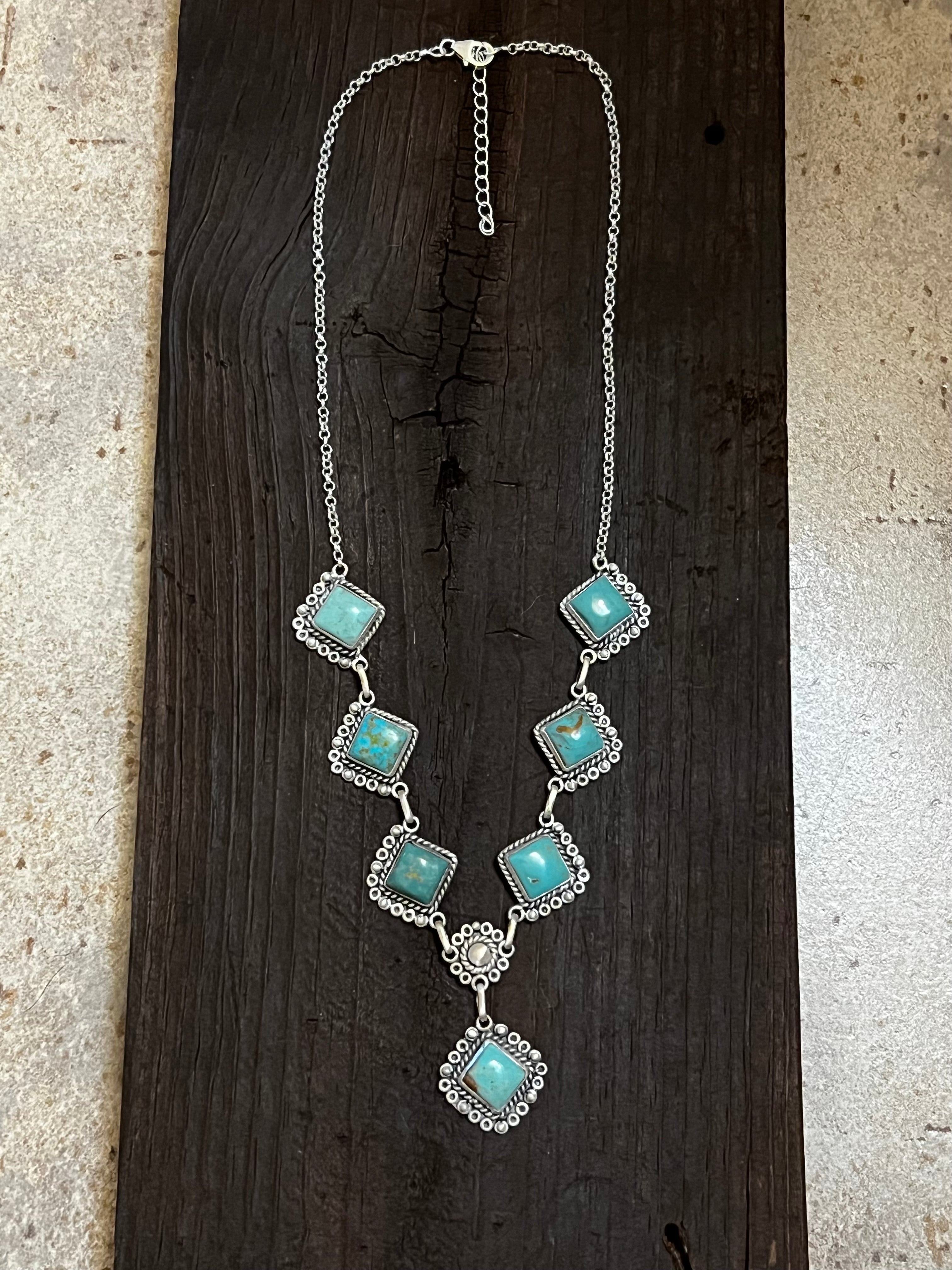 Handmade Sterling Silver & Turquoise Drop Necklace