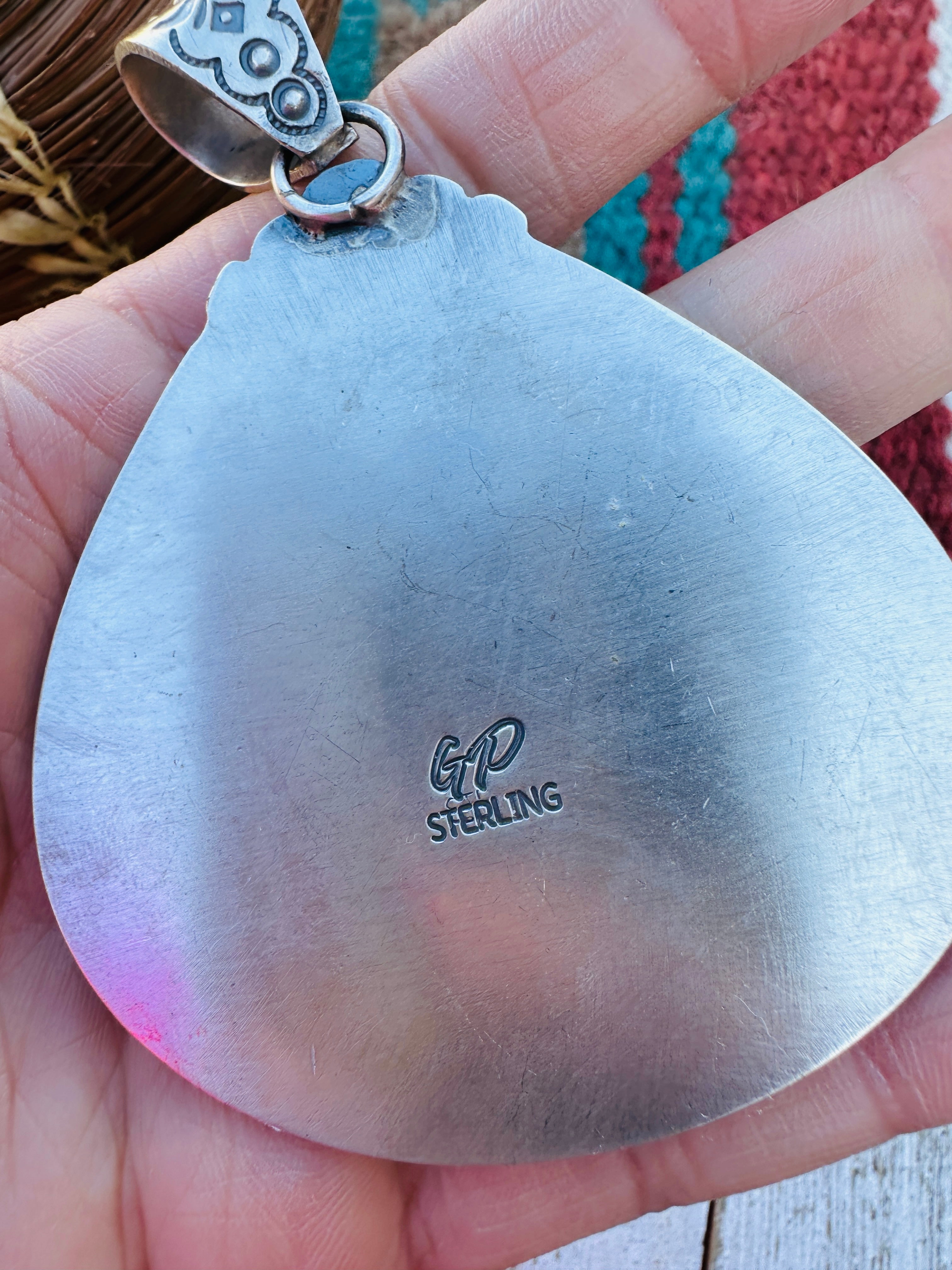 Handcrafted Sterling Silver & Blackjack Turquoise Pendant