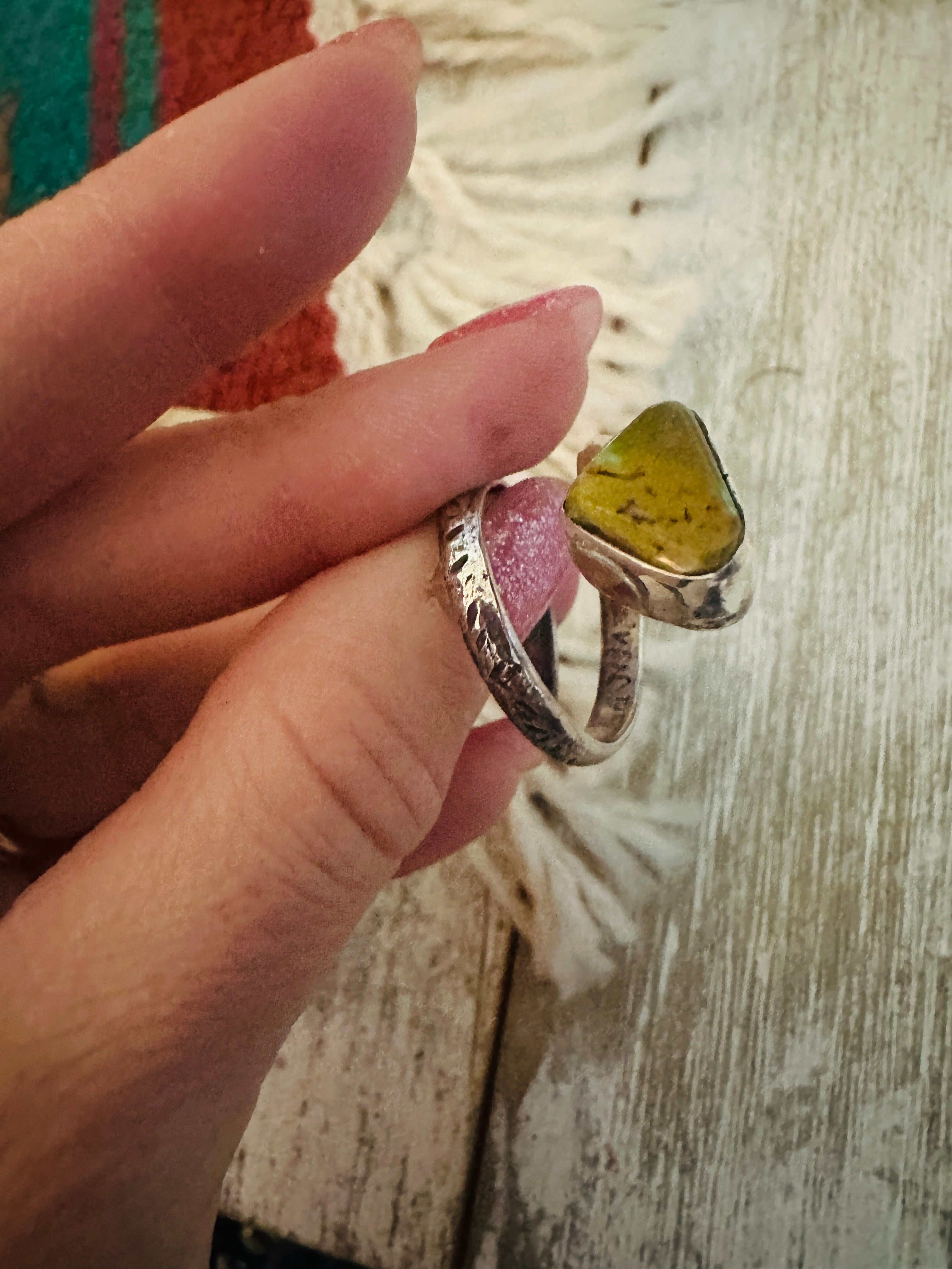 Handcrafted Sterling Silver & Turquoise Adjustable Ring