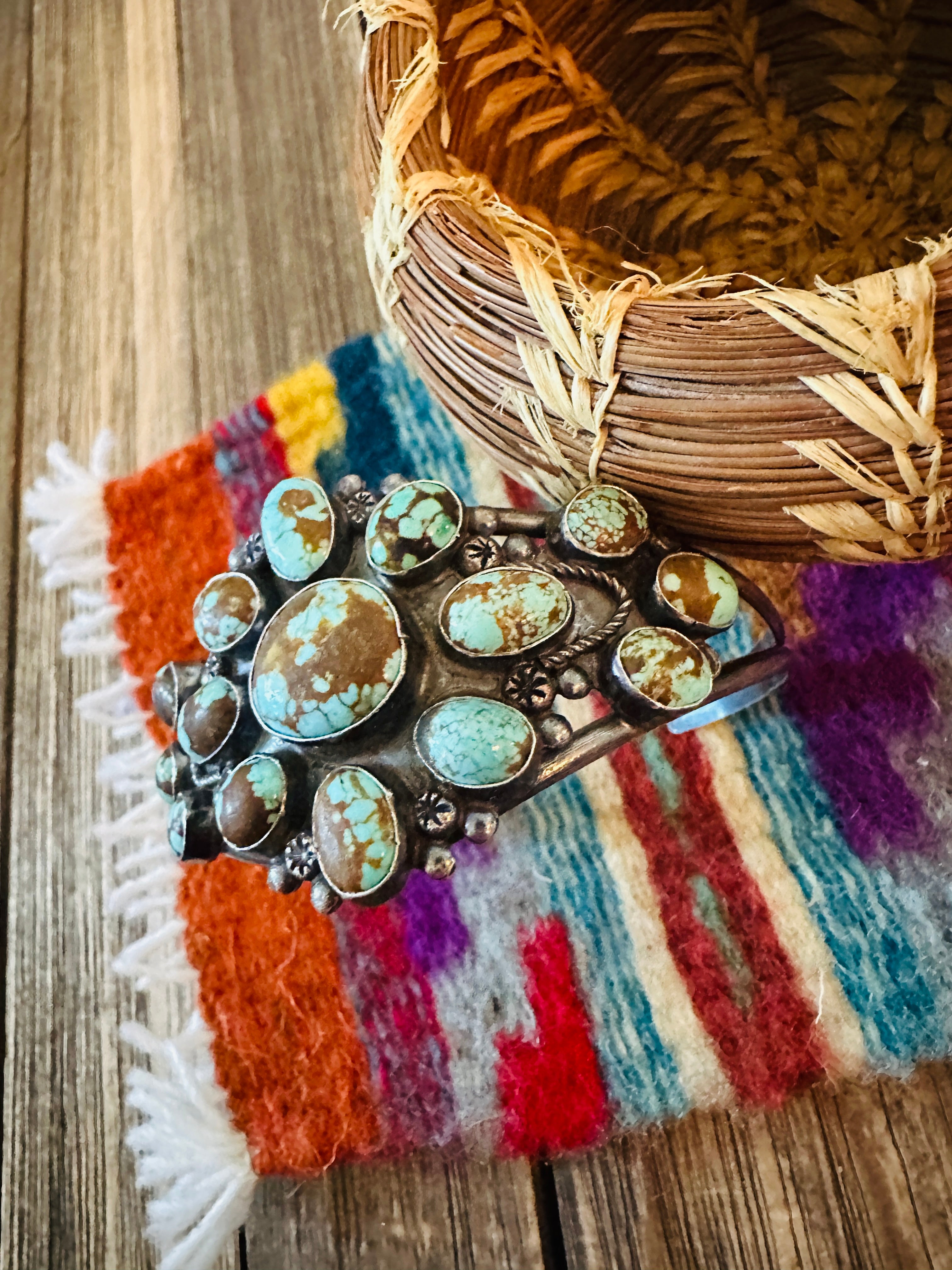 Handcrafted Turquoise & Sterling Silver Cuff Bracelet by Jacqueline Silver