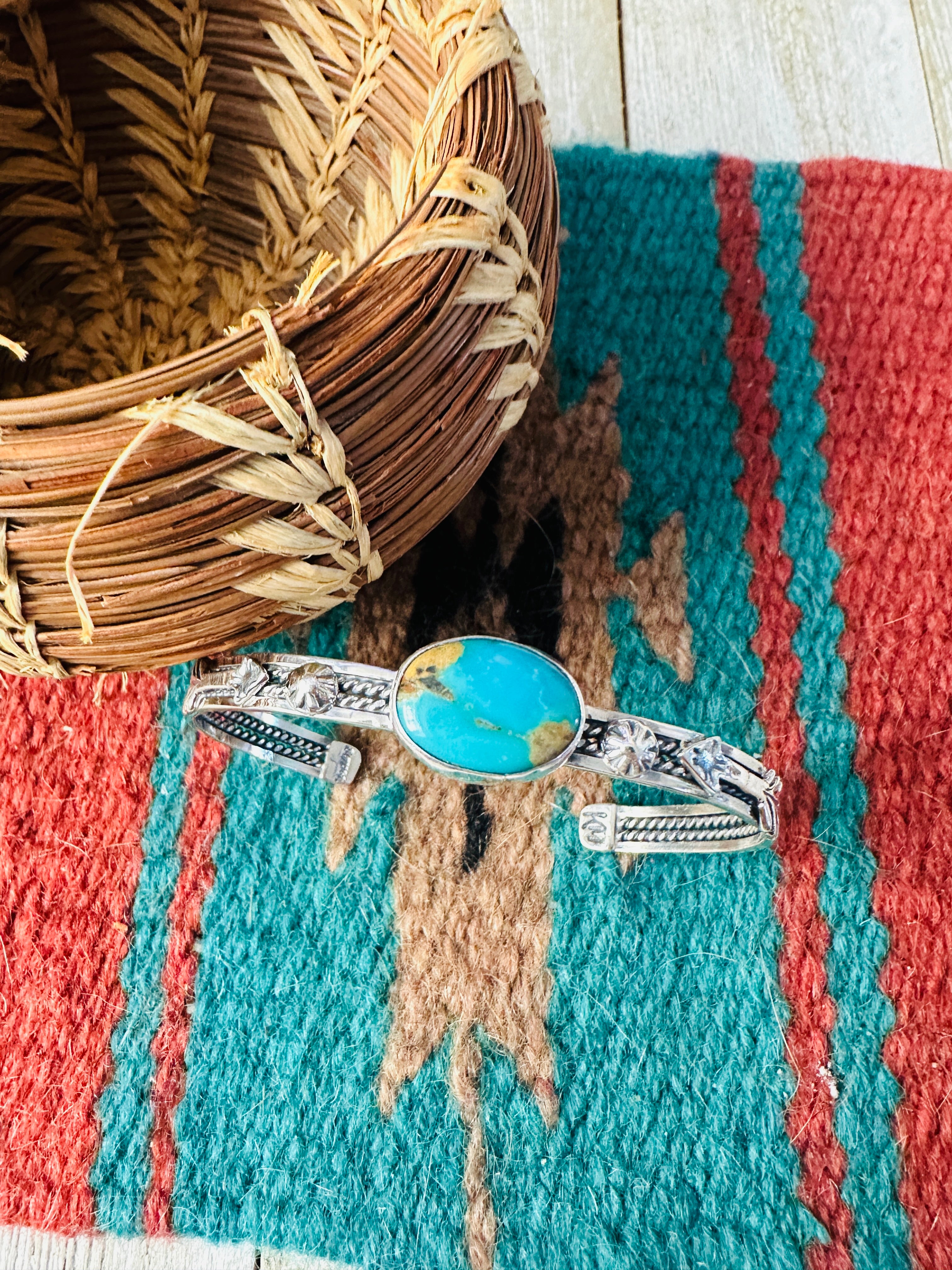 Handcrafted Turquoise & Sterling Silver Cuff Bracelet