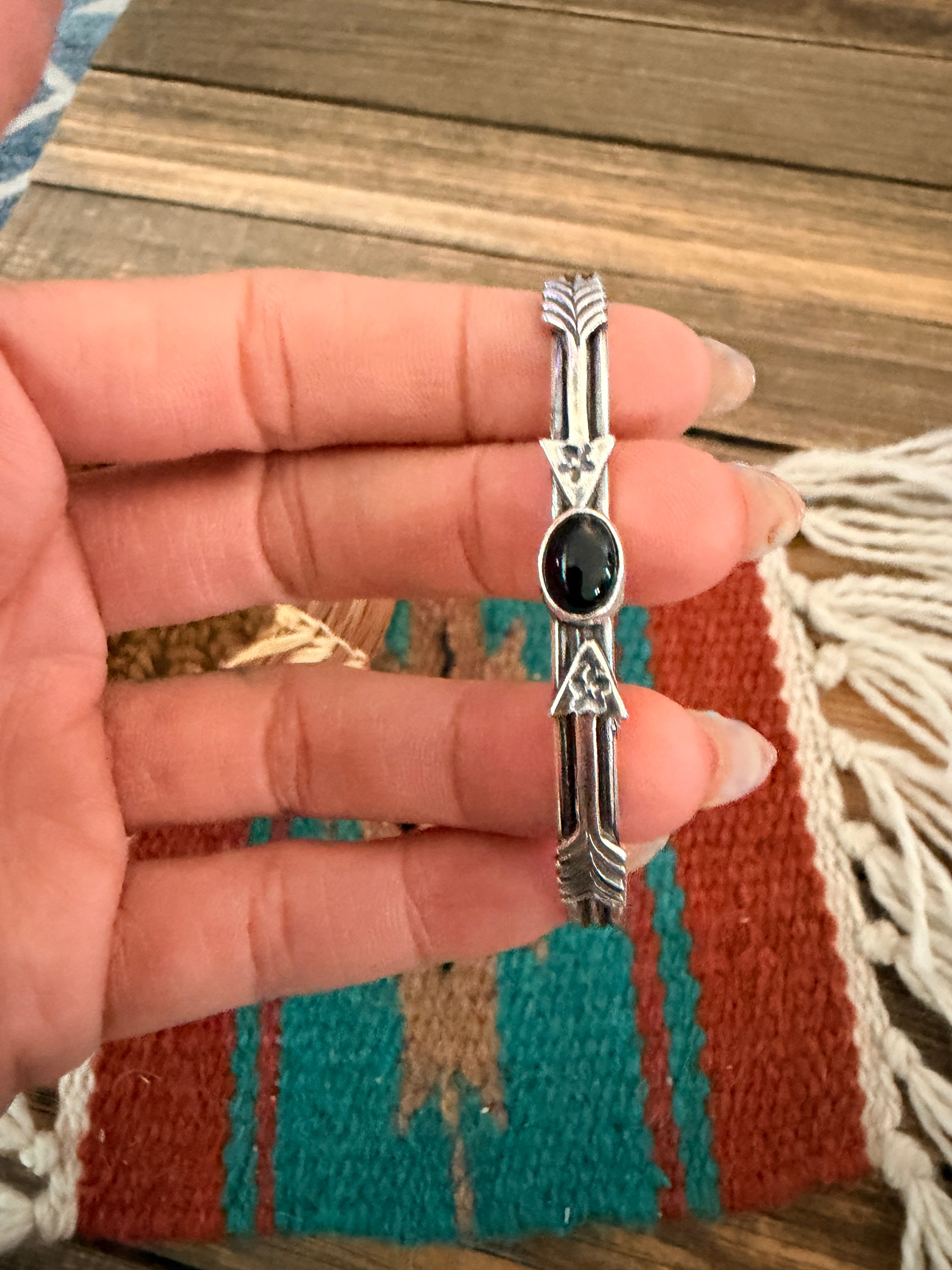 Handcrafted Sterling Silver & Onyx Arrow Cuff Bracelet