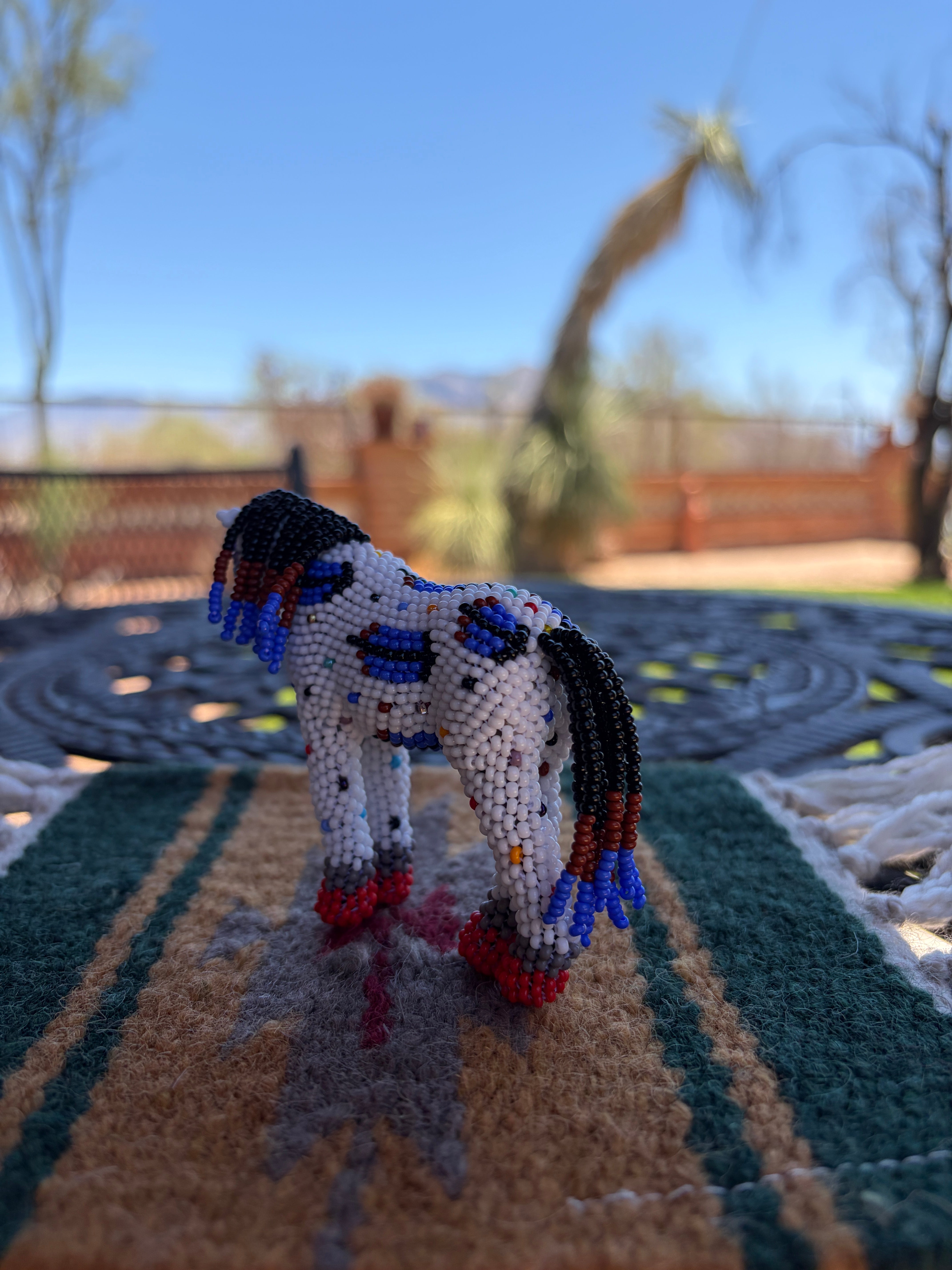 Handmade Peyote Stitched Horse Figurine- White 12