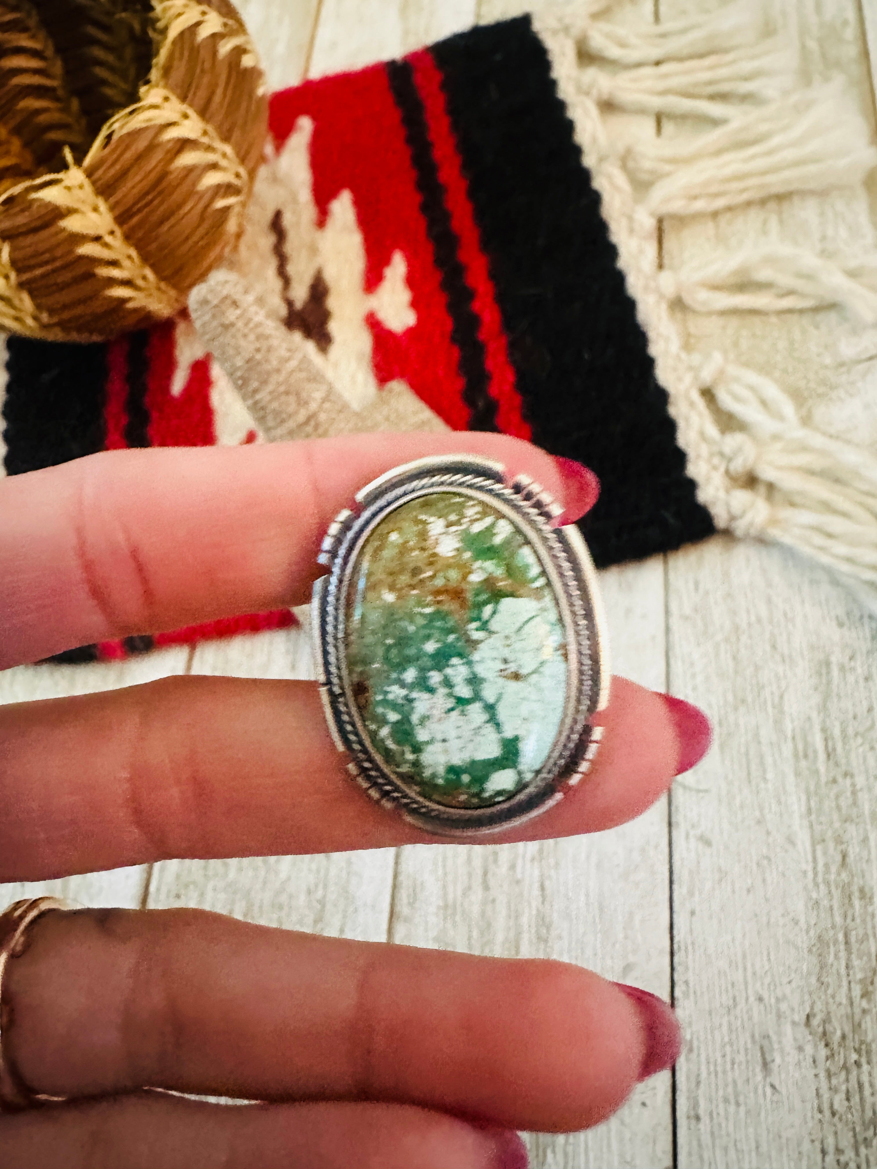 Handcrafted Turquoise & Sterling Silver Adjustable Ring