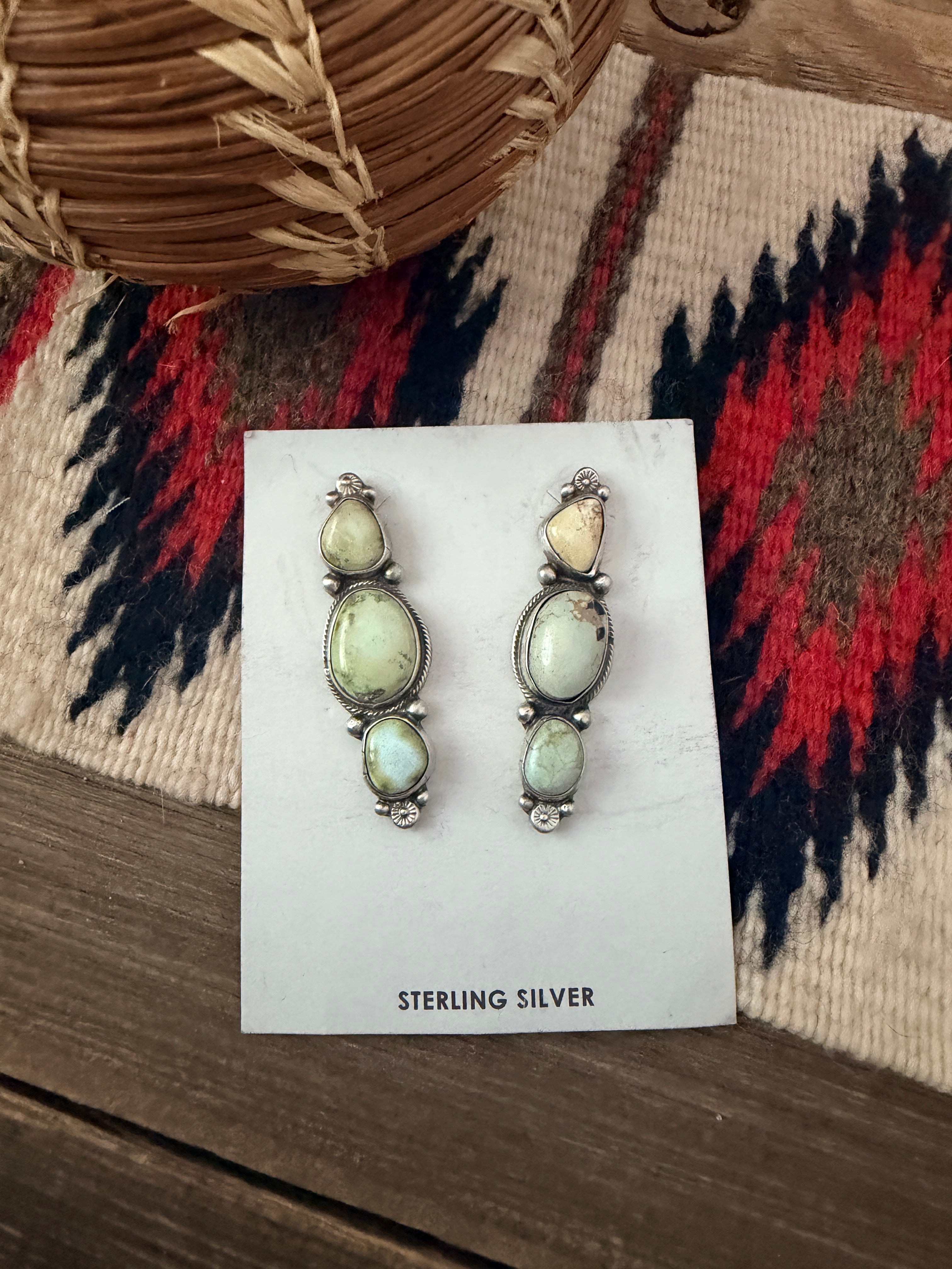 Handcrafted Palomino Turquoise & Sterling Silver Dangle Earrings