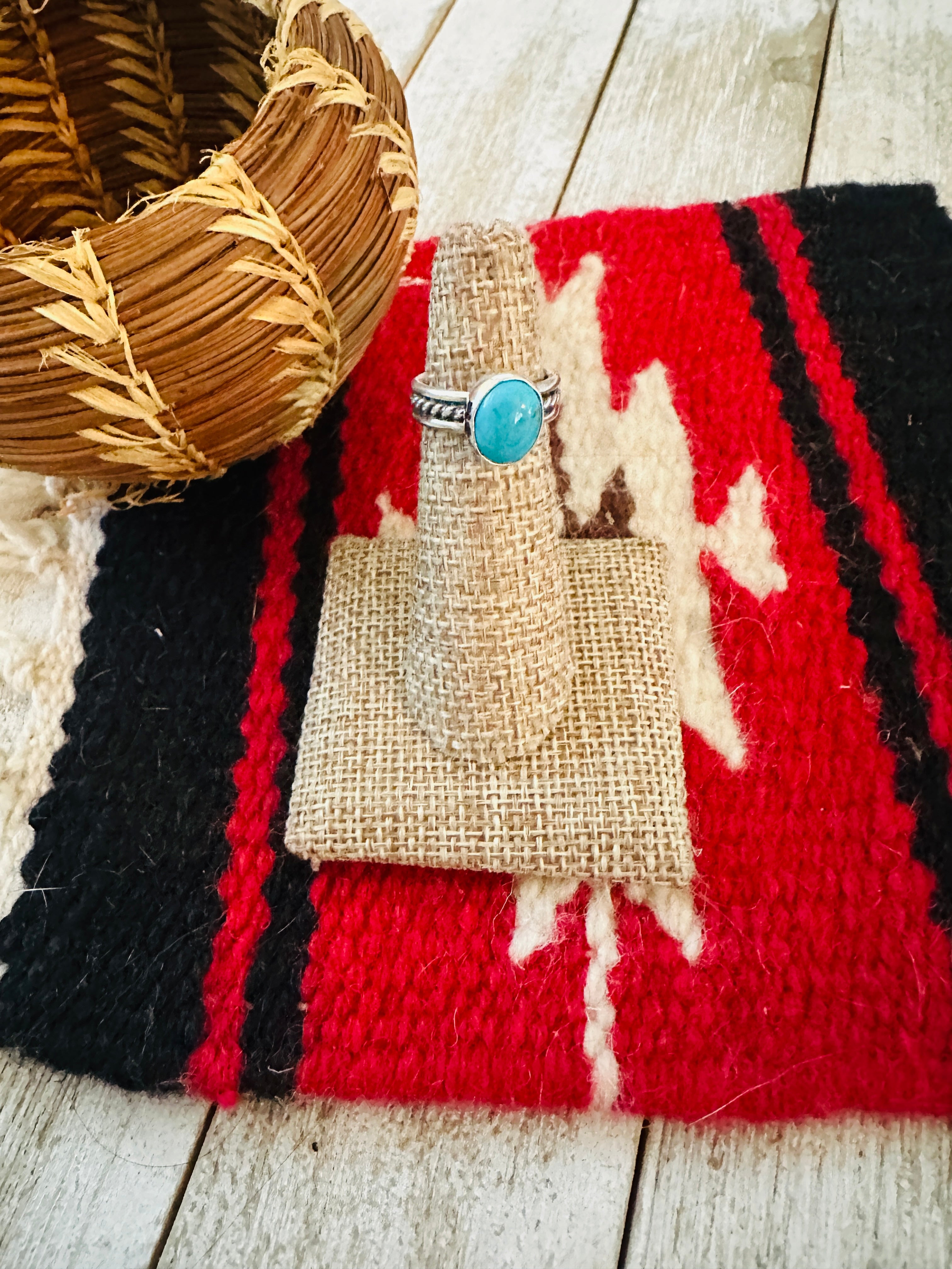 Navajo Turquoise & Sterling Silver Ring Size 4.5