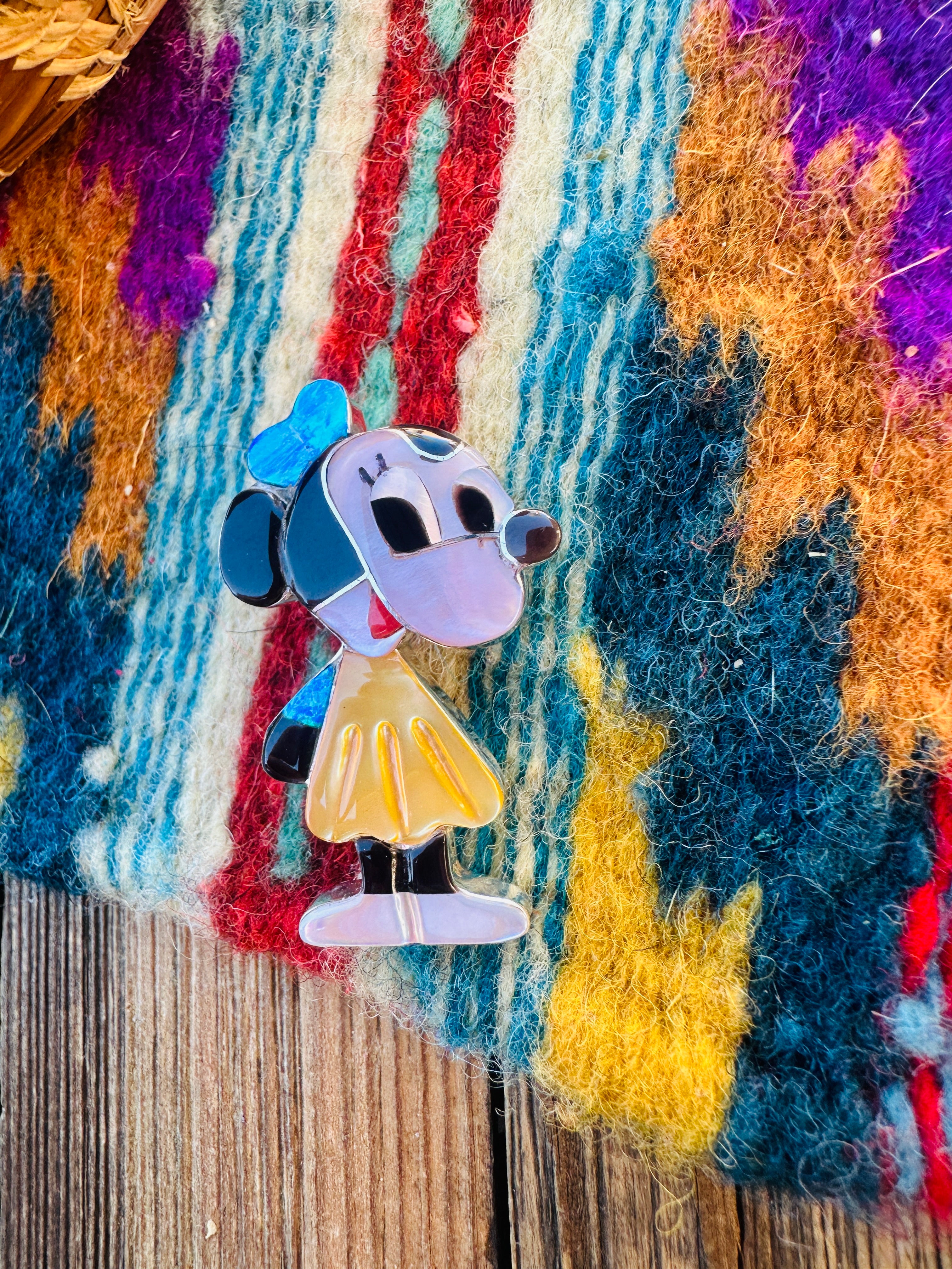 Handcrafted Sterling Silver and Multi Stone Character Brooch/ Pendant