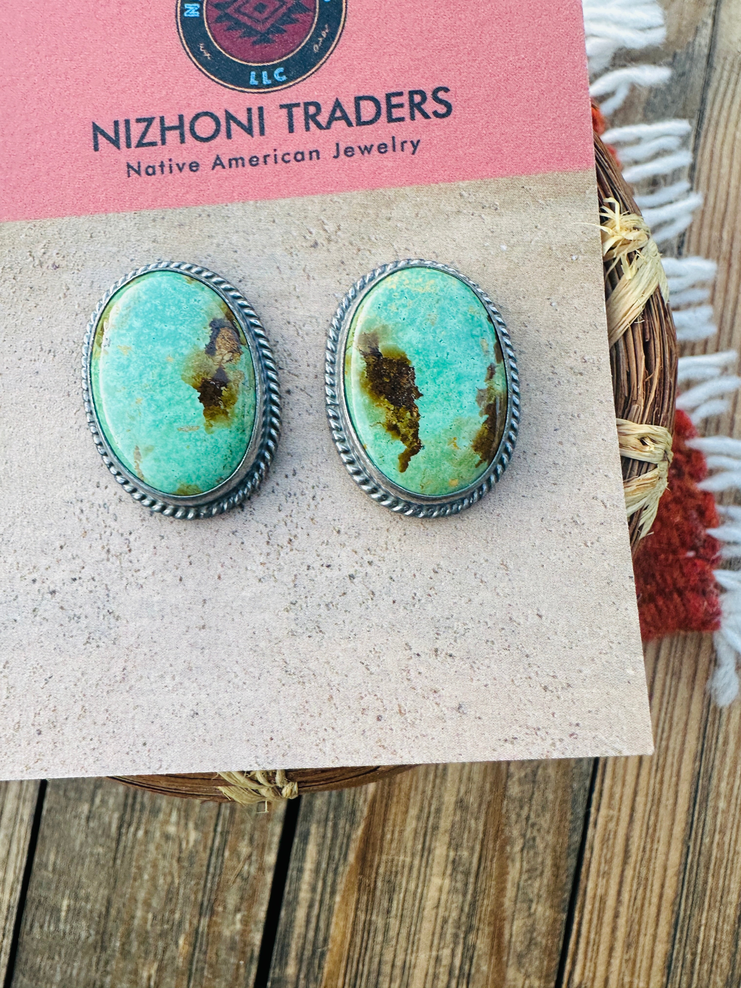 Handcrafted Sterling Silver & Royston Turquoise Post Earrings