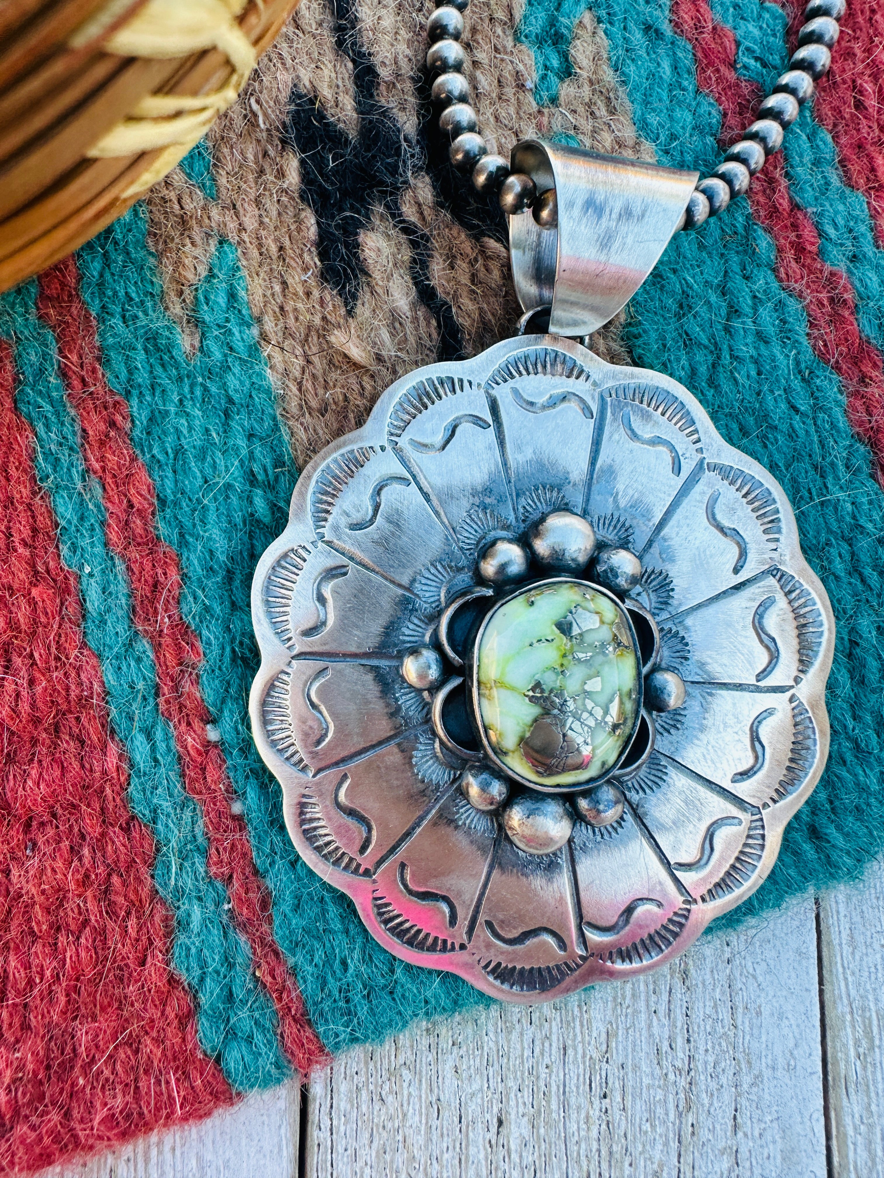 Handcrafted Sterling Silver & Sonoran Mountain Turquoise Pendant by Chimney Butte