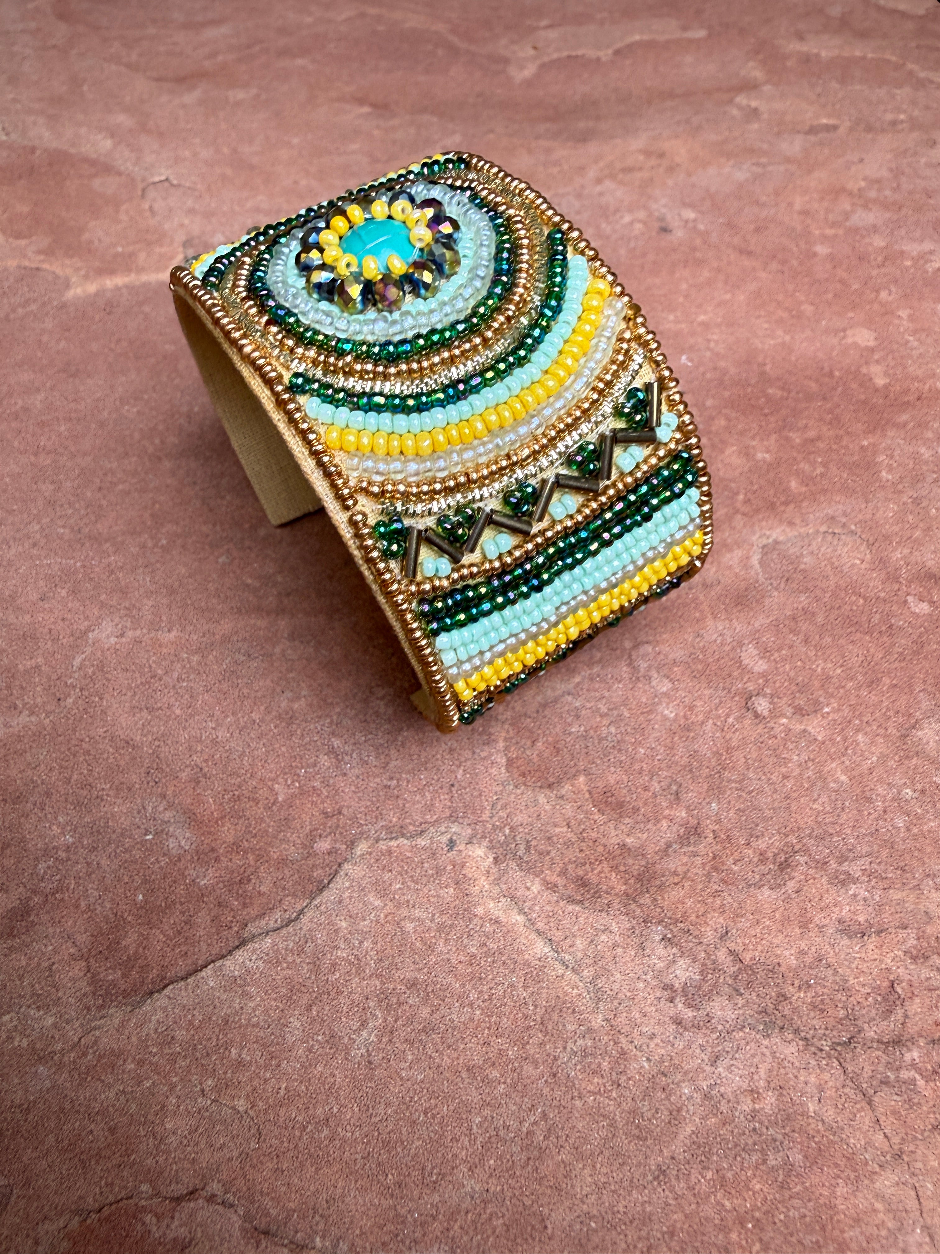 “The Golden Collection” Handmade Beaded Cuff Bracelet