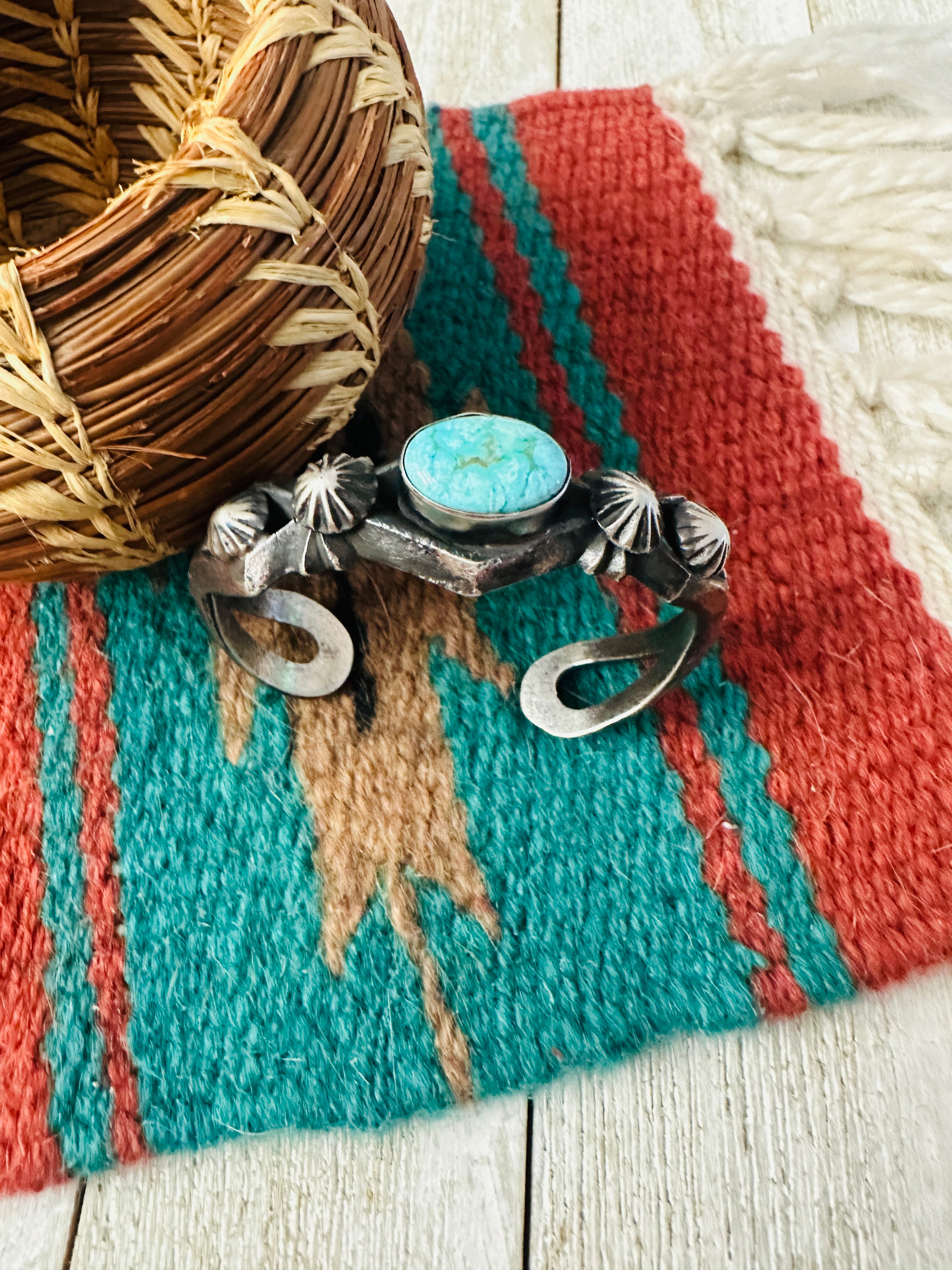 Handcrafted Turquoise & Sterling Silver Cuff Bracelet by Chimney Butte