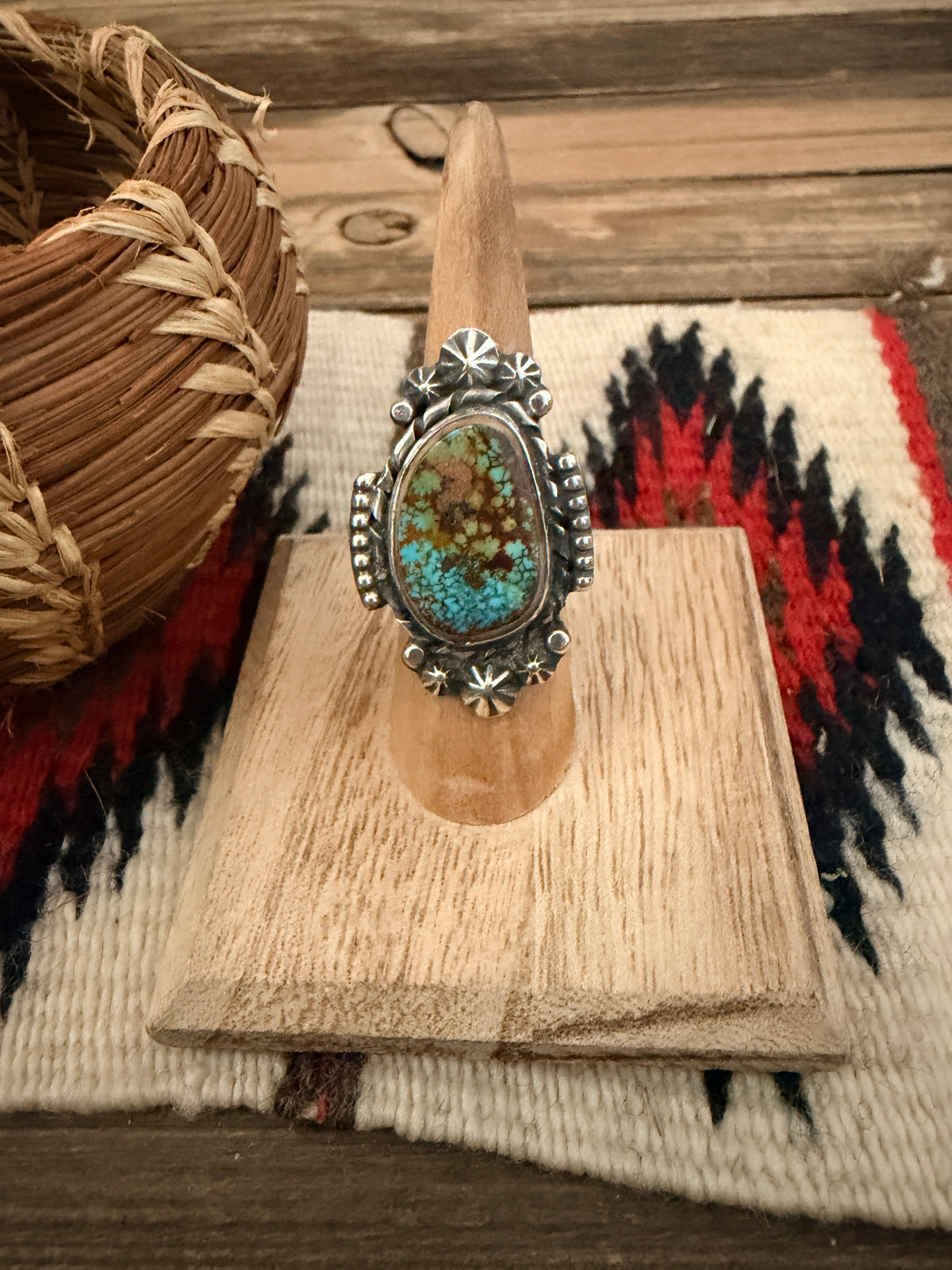 Handcrafted Royston Turquoise & Sterling Silver Ring 5.75 by Rosella Paxson