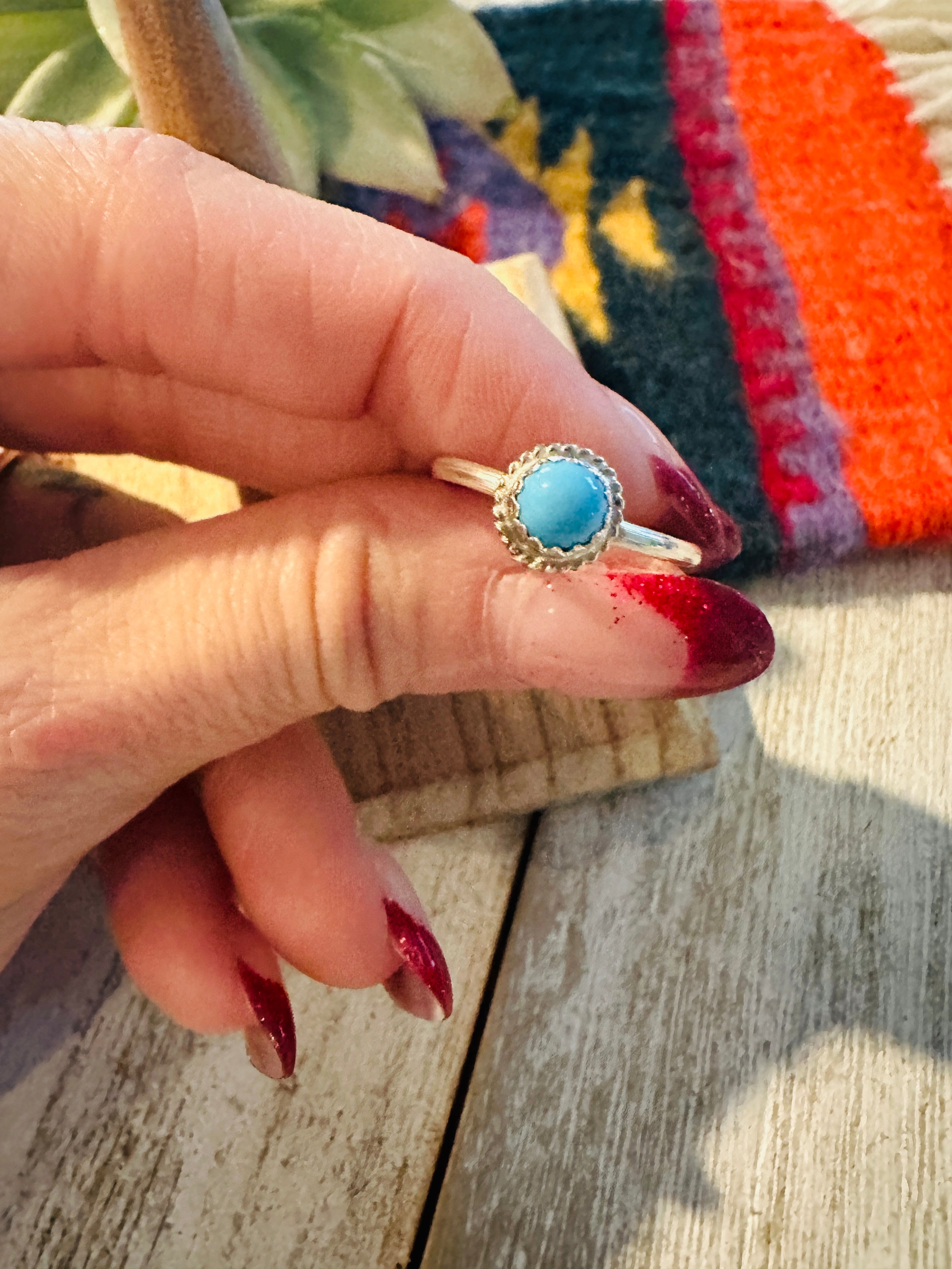 Handcrafted Turquoise & Sterling Silver Stacker Ring