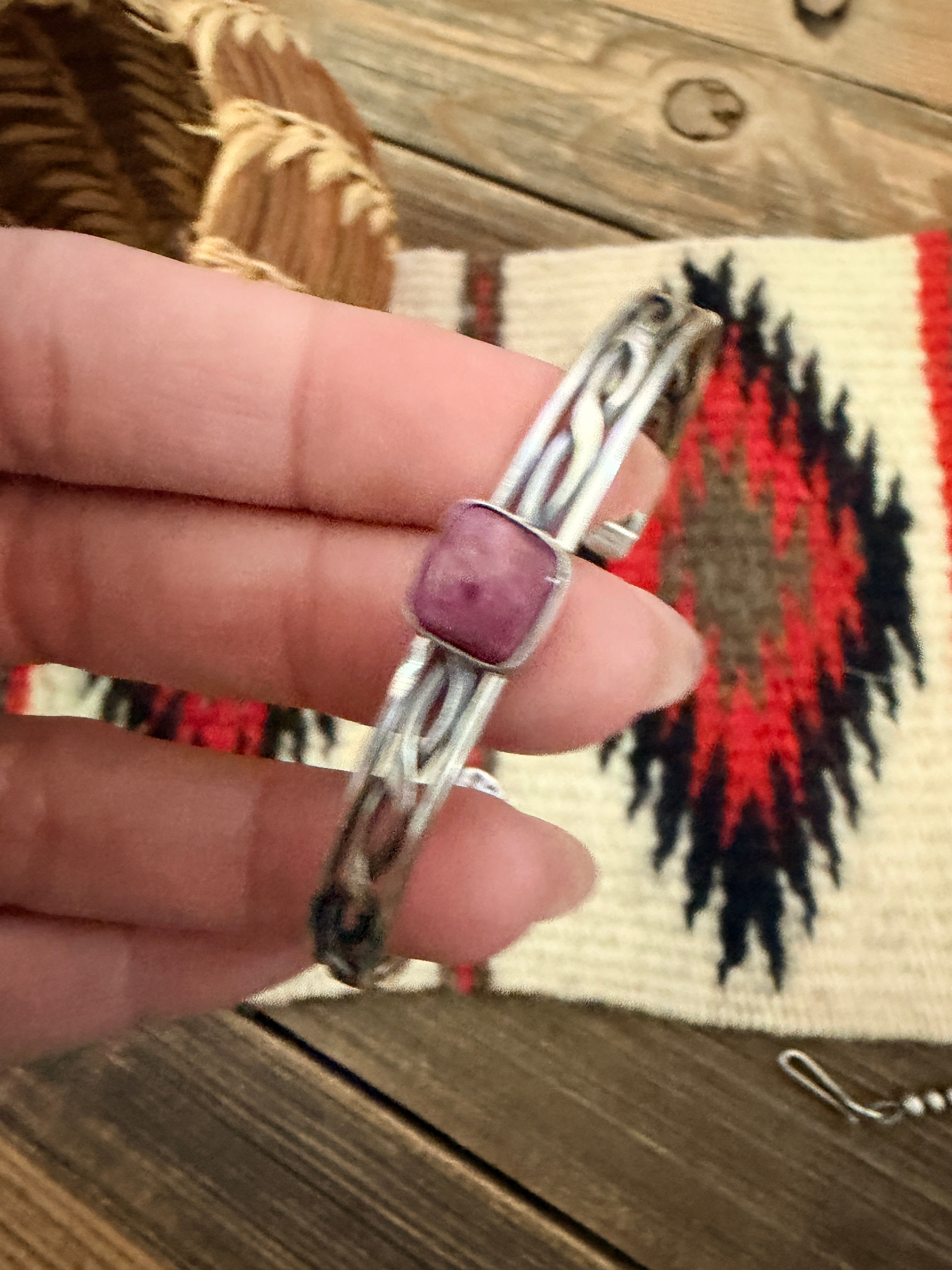Handcrafted Purple Spiny & Sterling Silver Cuff Bracelet