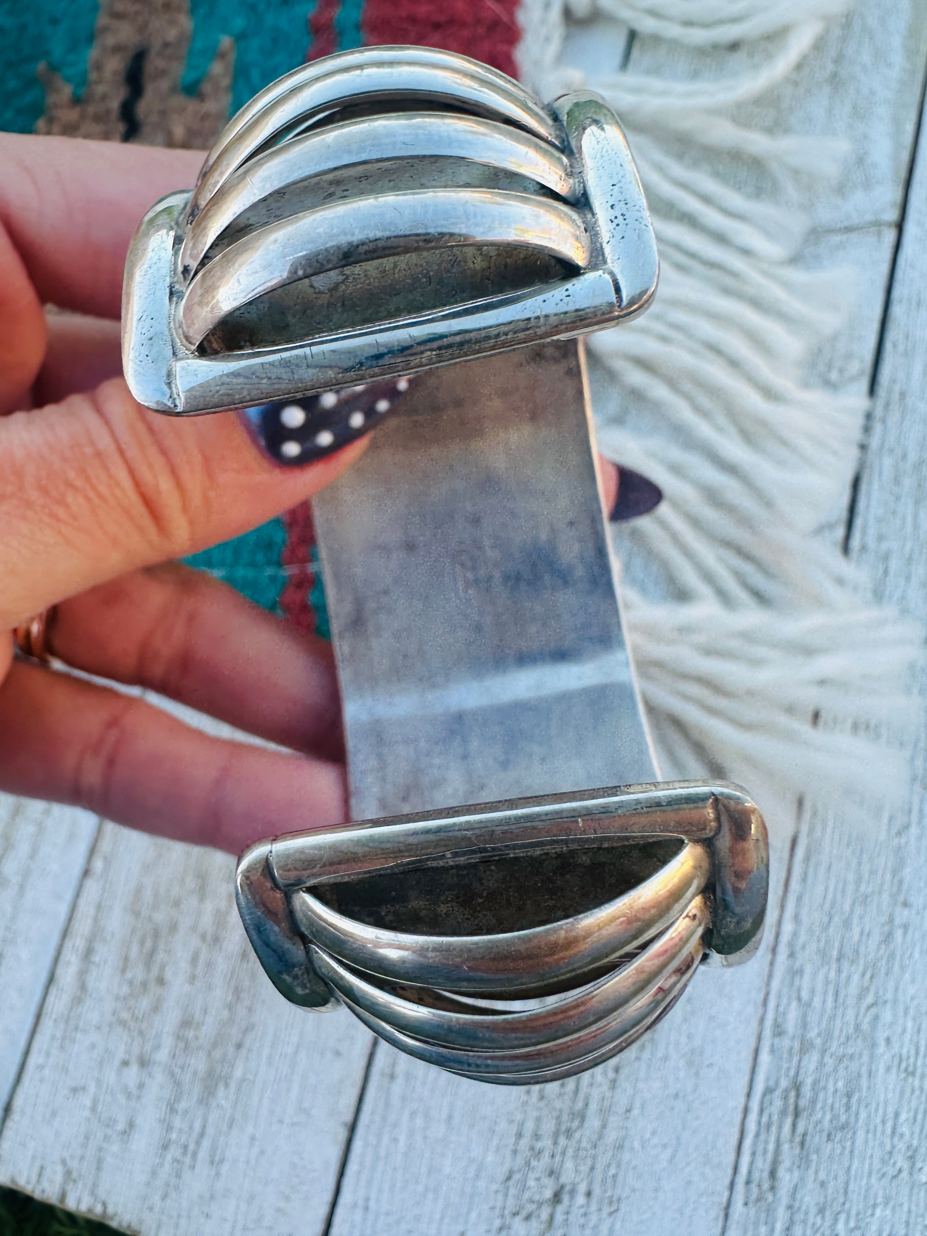 Handcrafted Old Pawn Rolled Sterling Silver Cuff Bracelet