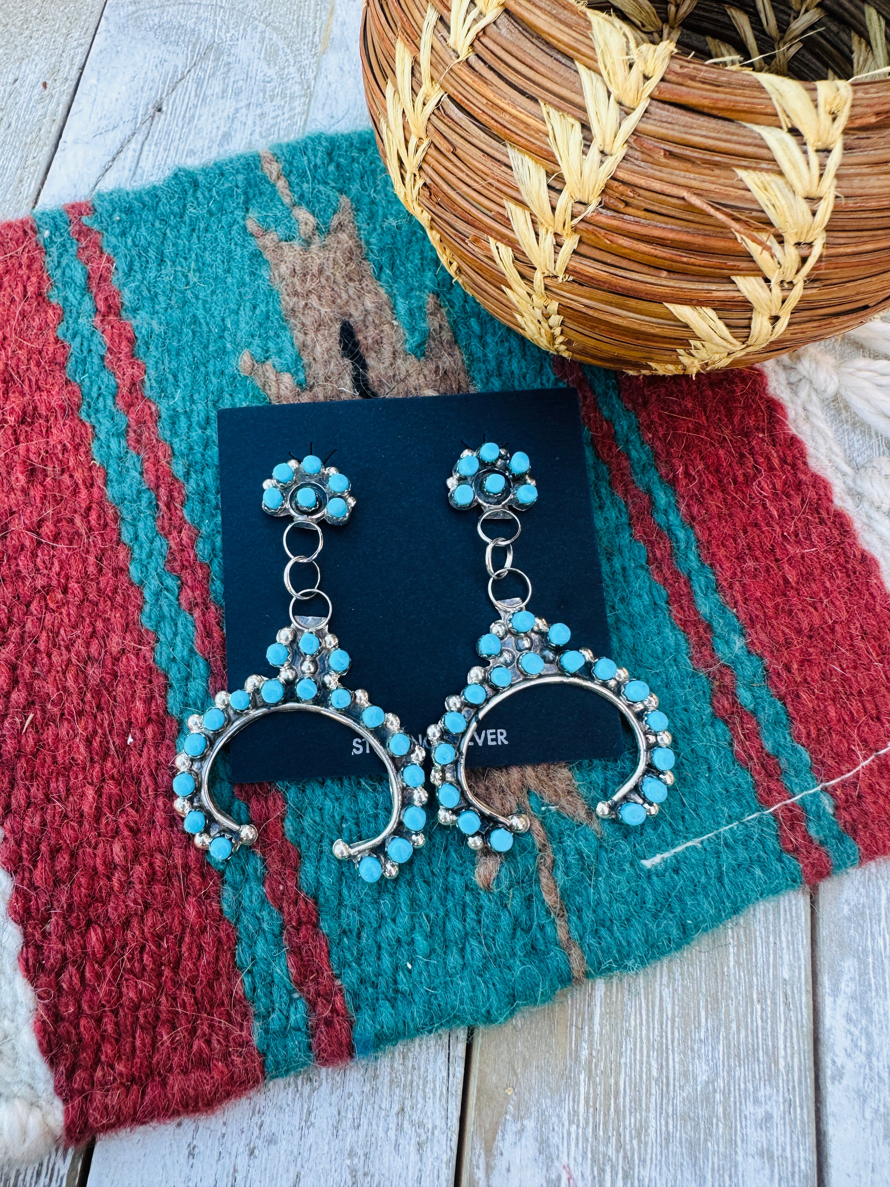 Handcrafted Turquoise & Sterling Silver Naja Dangle Earrings