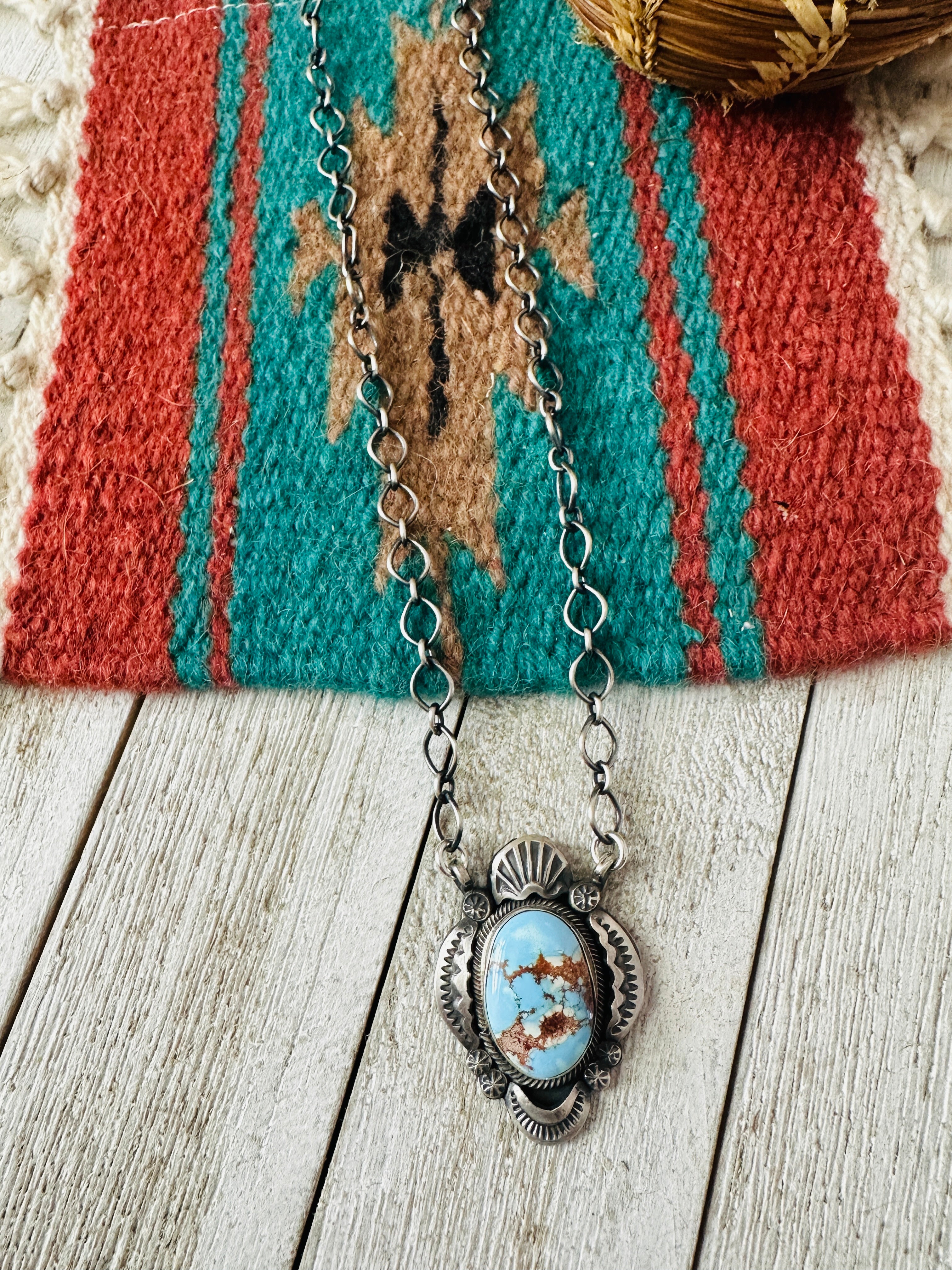 Handcrafted Sterling Silver & Golden Hills Turquoise Necklace