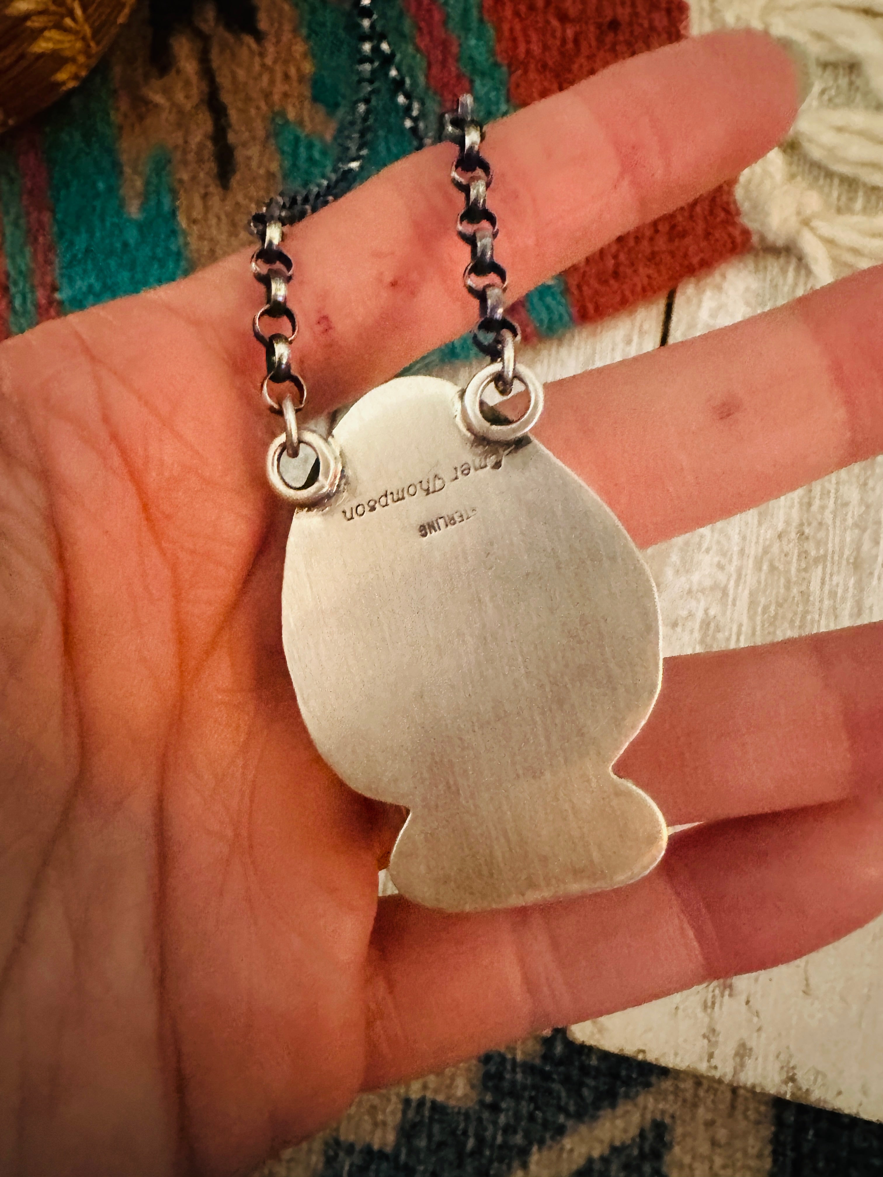 Navajo Sterling Silver & Multi Stone Inlay Spade Necklace