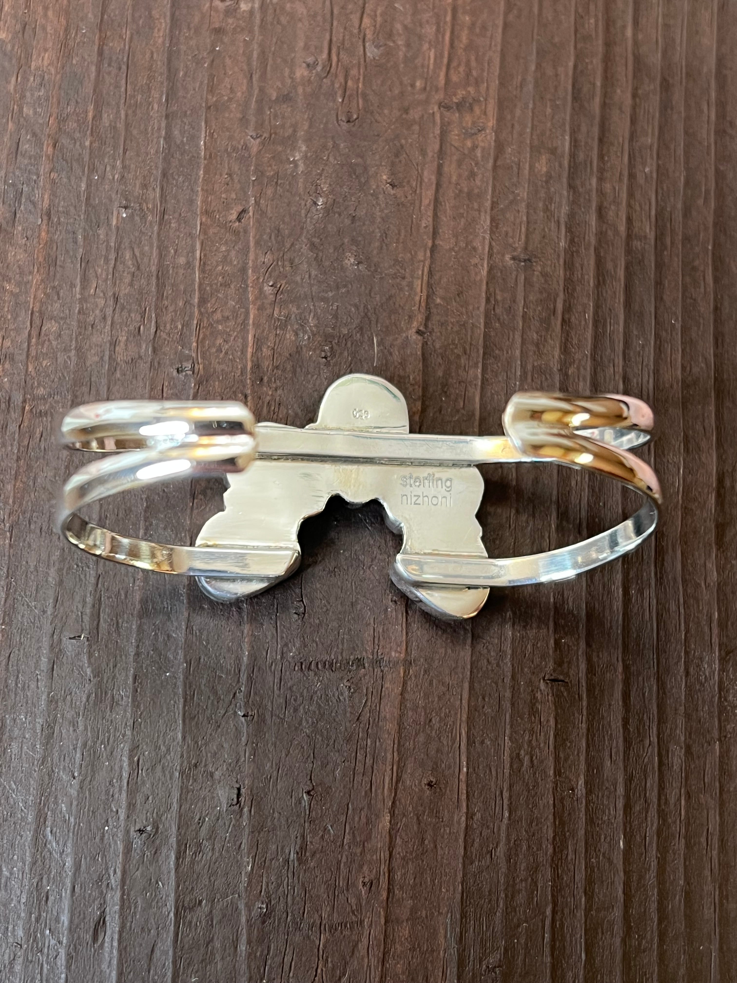 Handmade South Hill Turquoise Cluster & Sterling Silver Cuff Bracelet