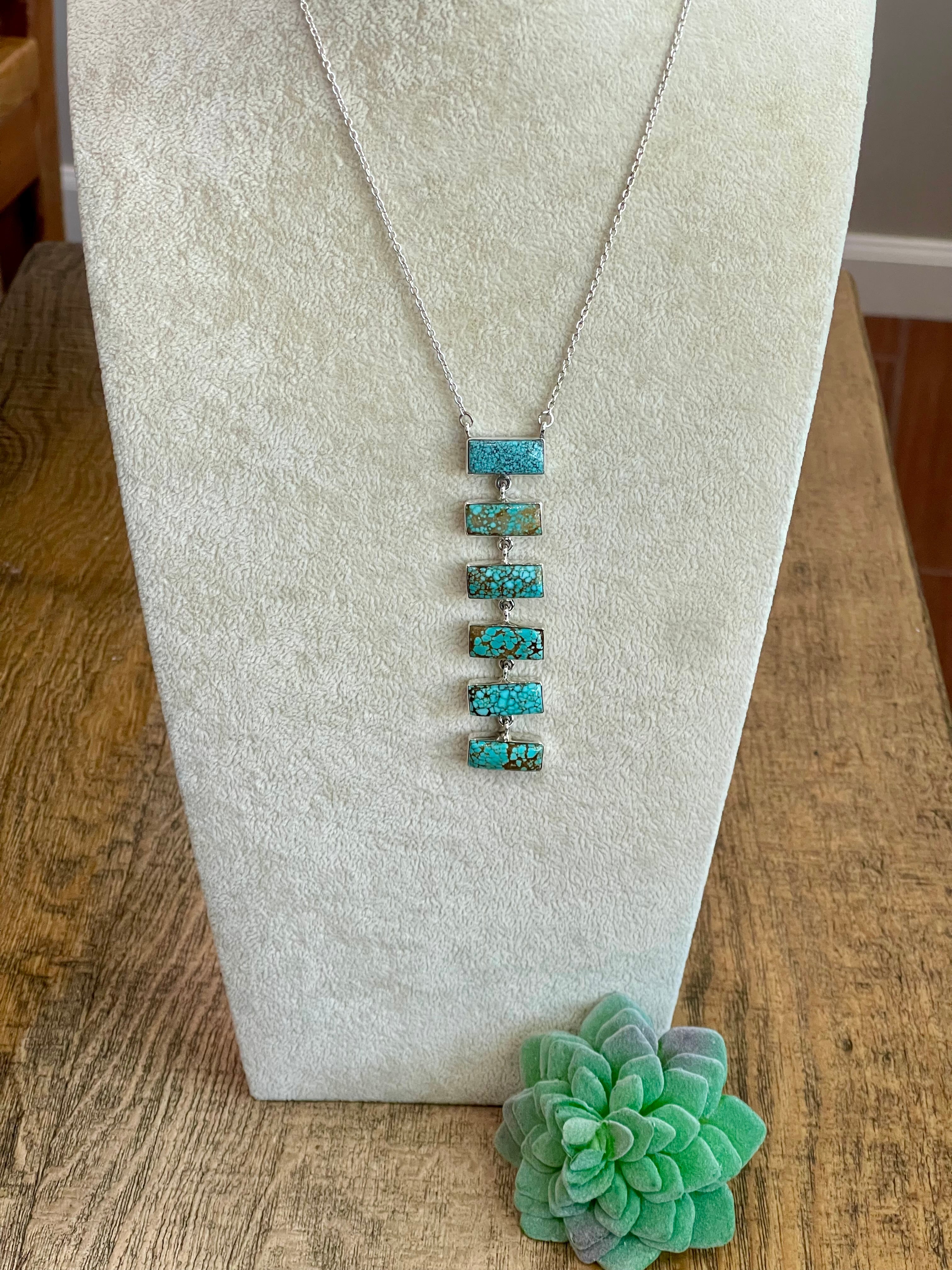 Handmade Sterling Silver, Number 8 Turquoise Drop Necklace