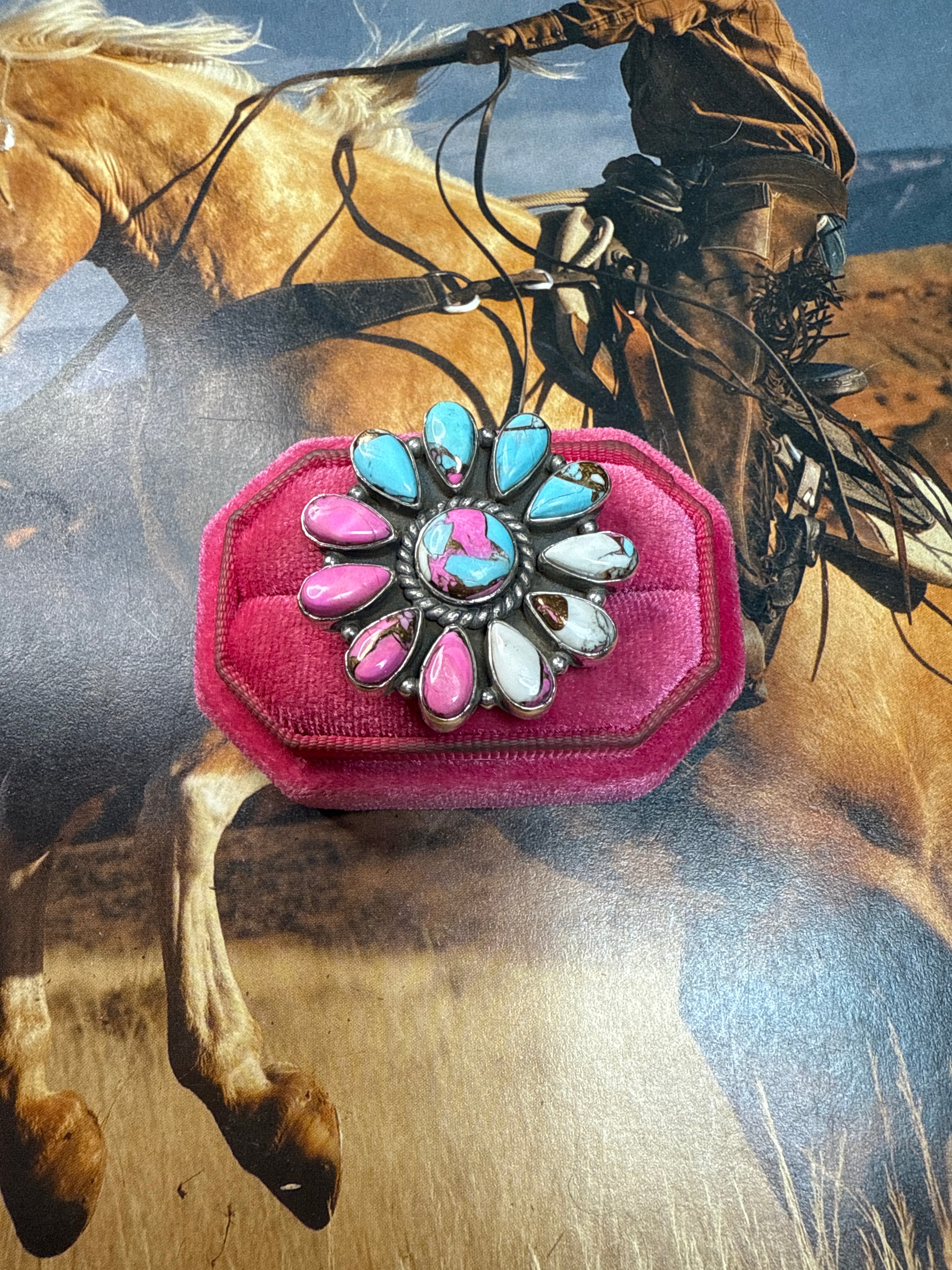 Handmade Cotton Candy Sterling Adjustable Cluster Ring