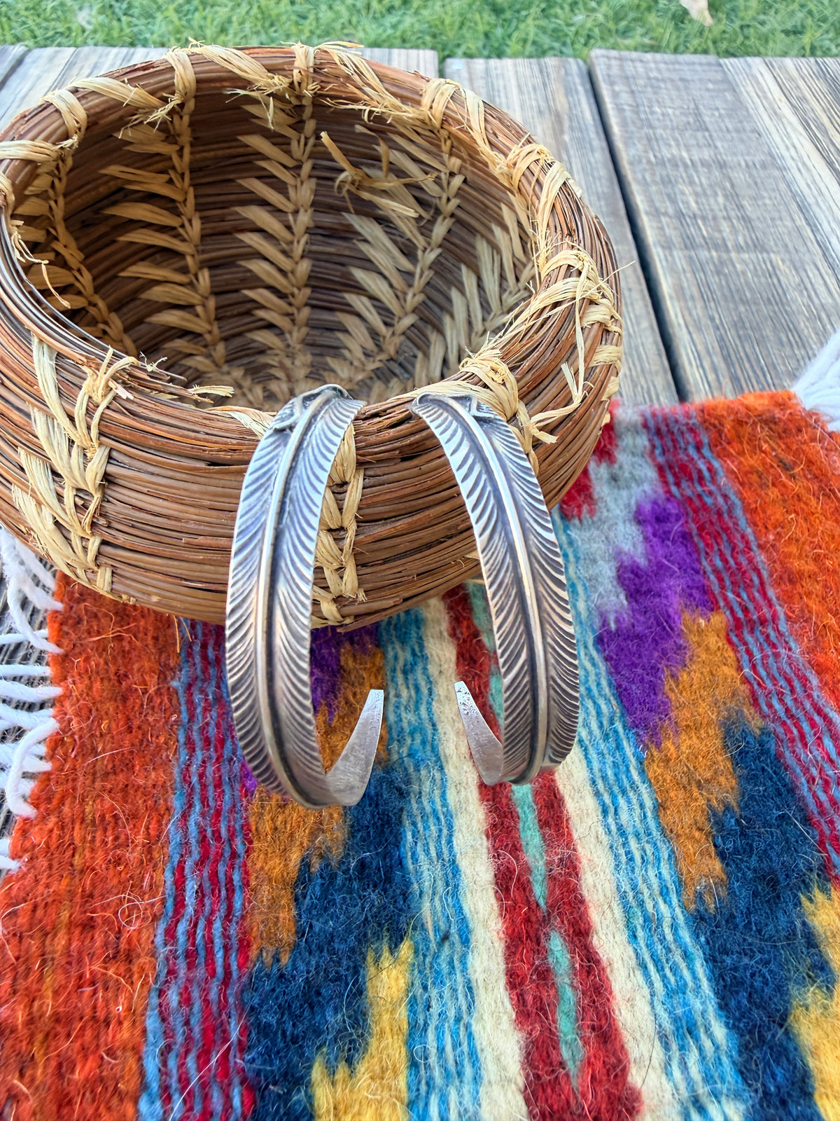 Handcrafted Sterling Silver Feather Hoop Earrings