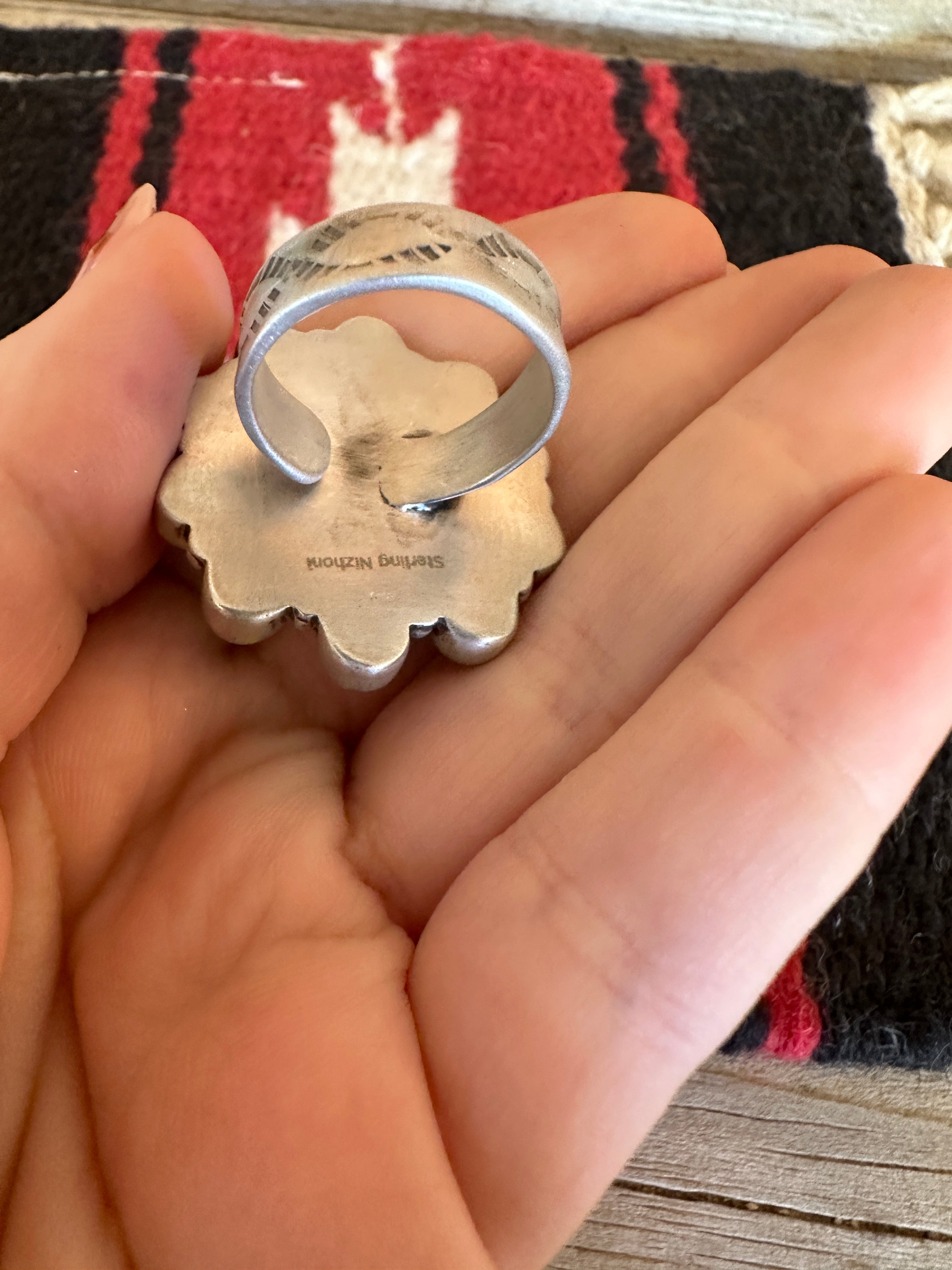 Handmade Turquoise And Sterling Silver Adjustable Ring