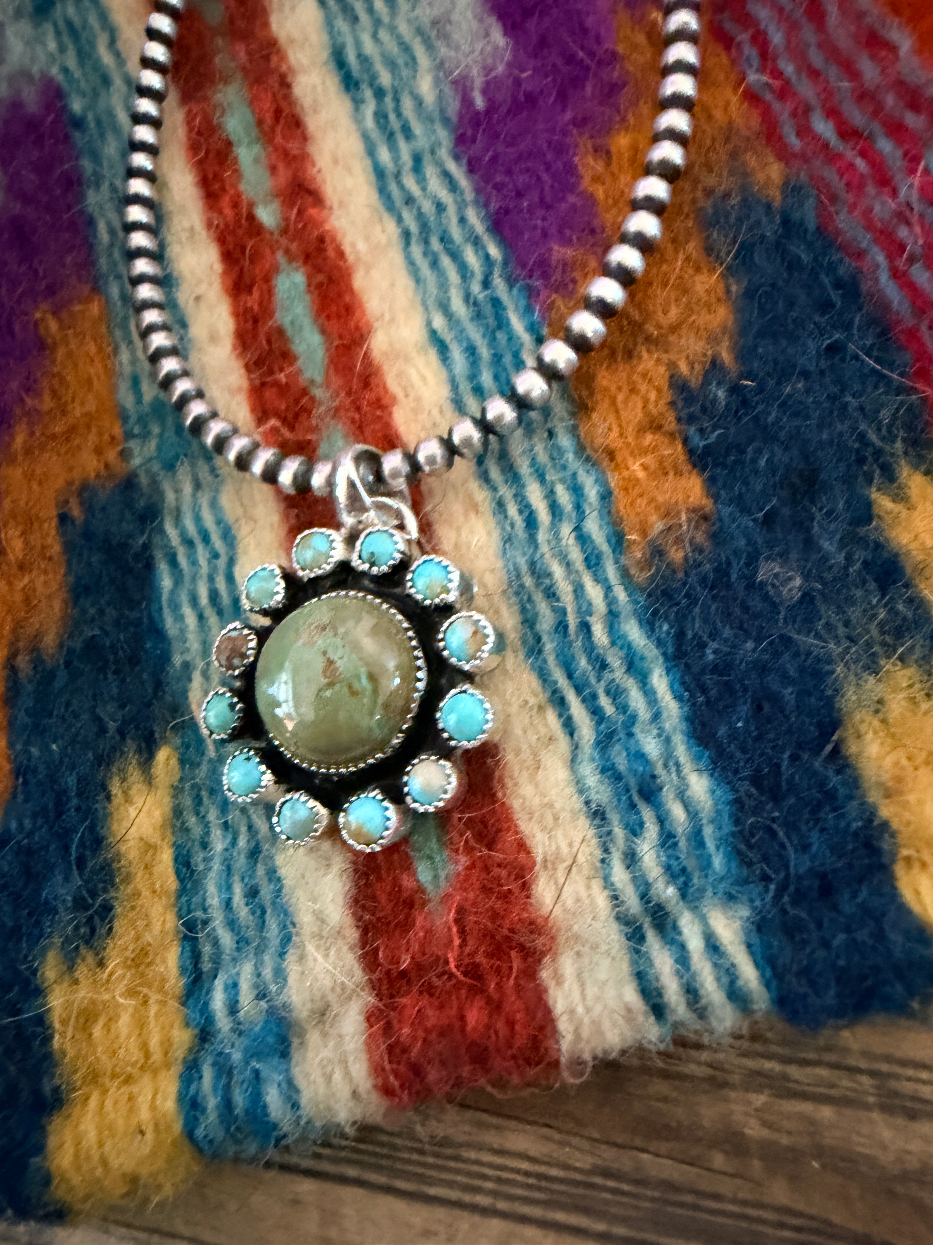 Handcrafted Sterling Silver & Turquoise Cluster Pendant