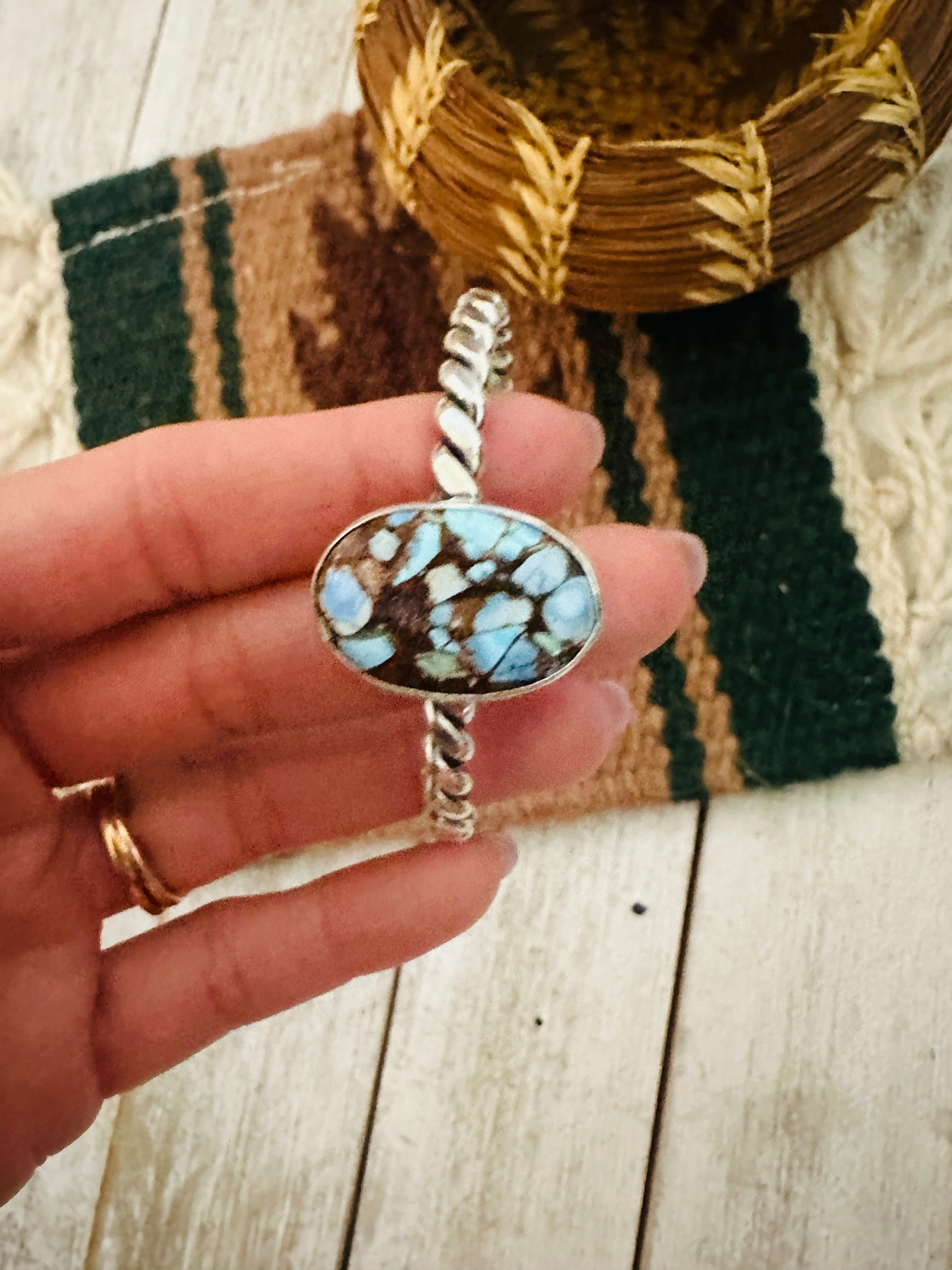 Handcrafted Sterling Silver & Golden Hills Turquoise Cuff Bracelet