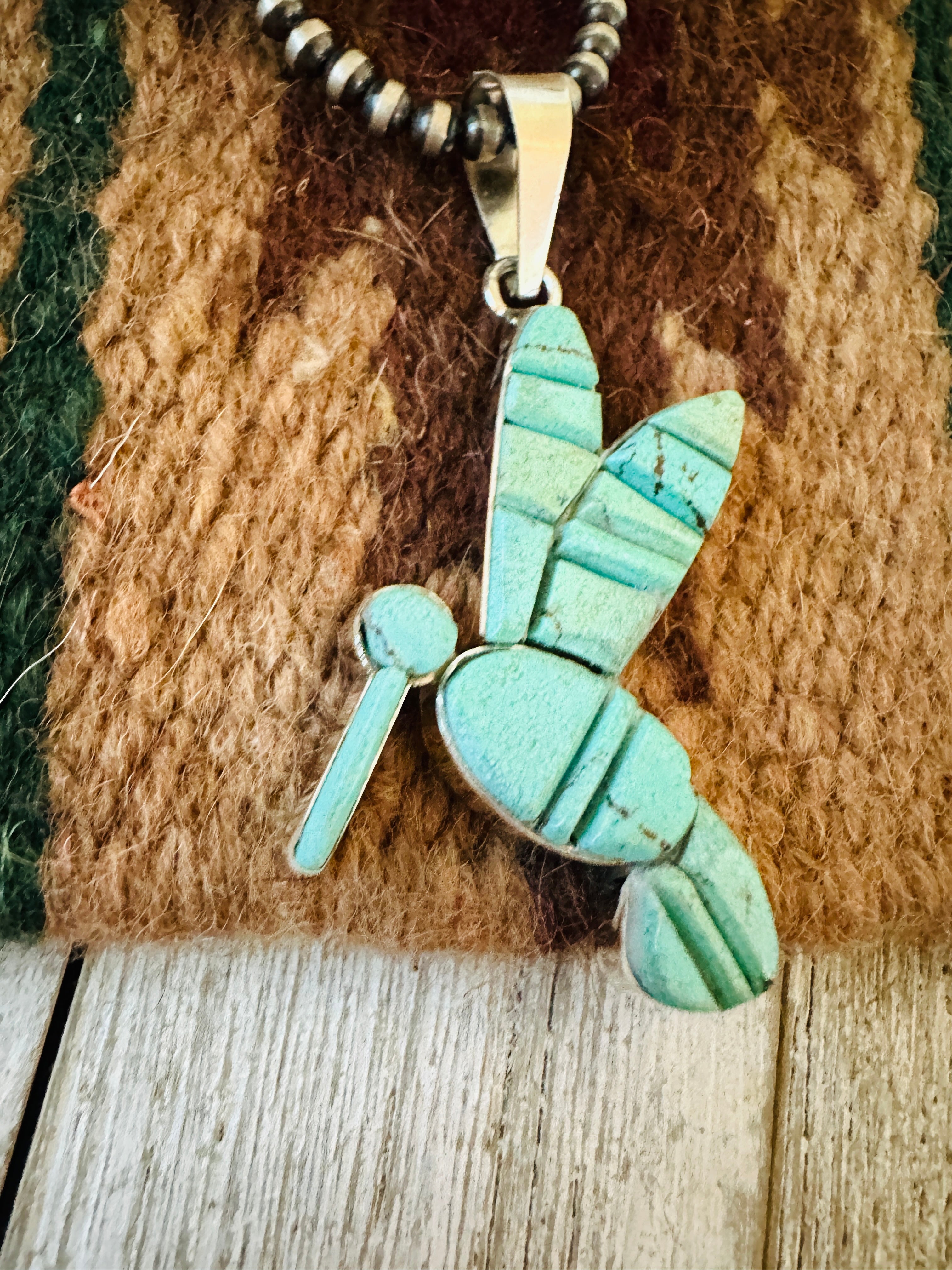 Handcrafted Sterling Silver & Turquoise Inlay Dragonfly Pendant