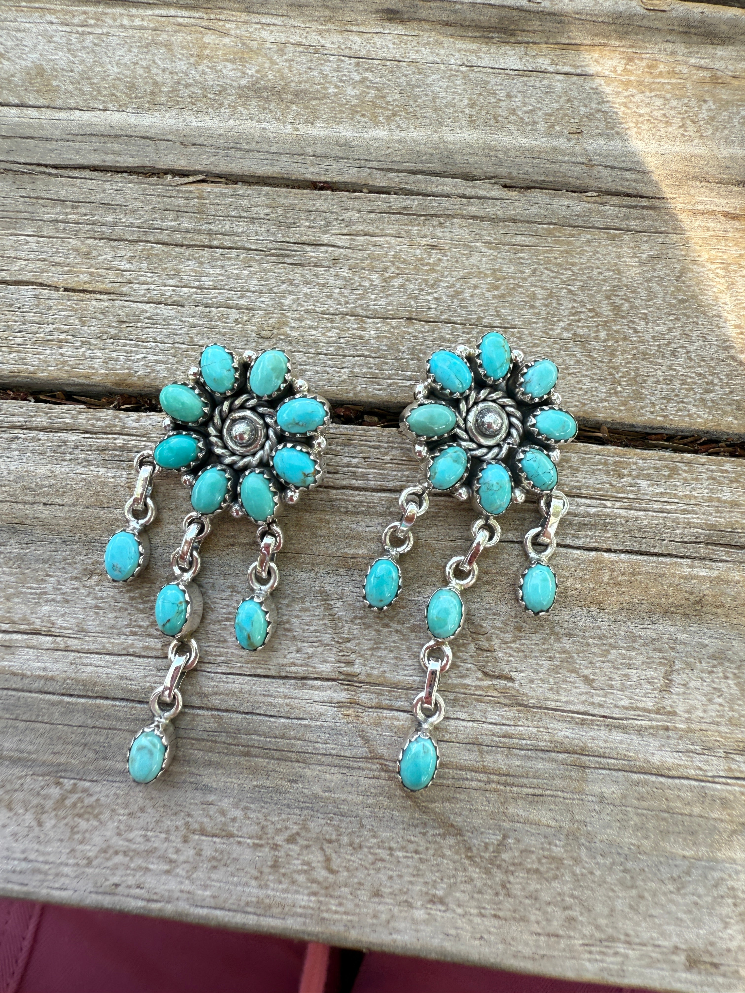 Handmade Sterling Silver Turquoise Dangle Earrings