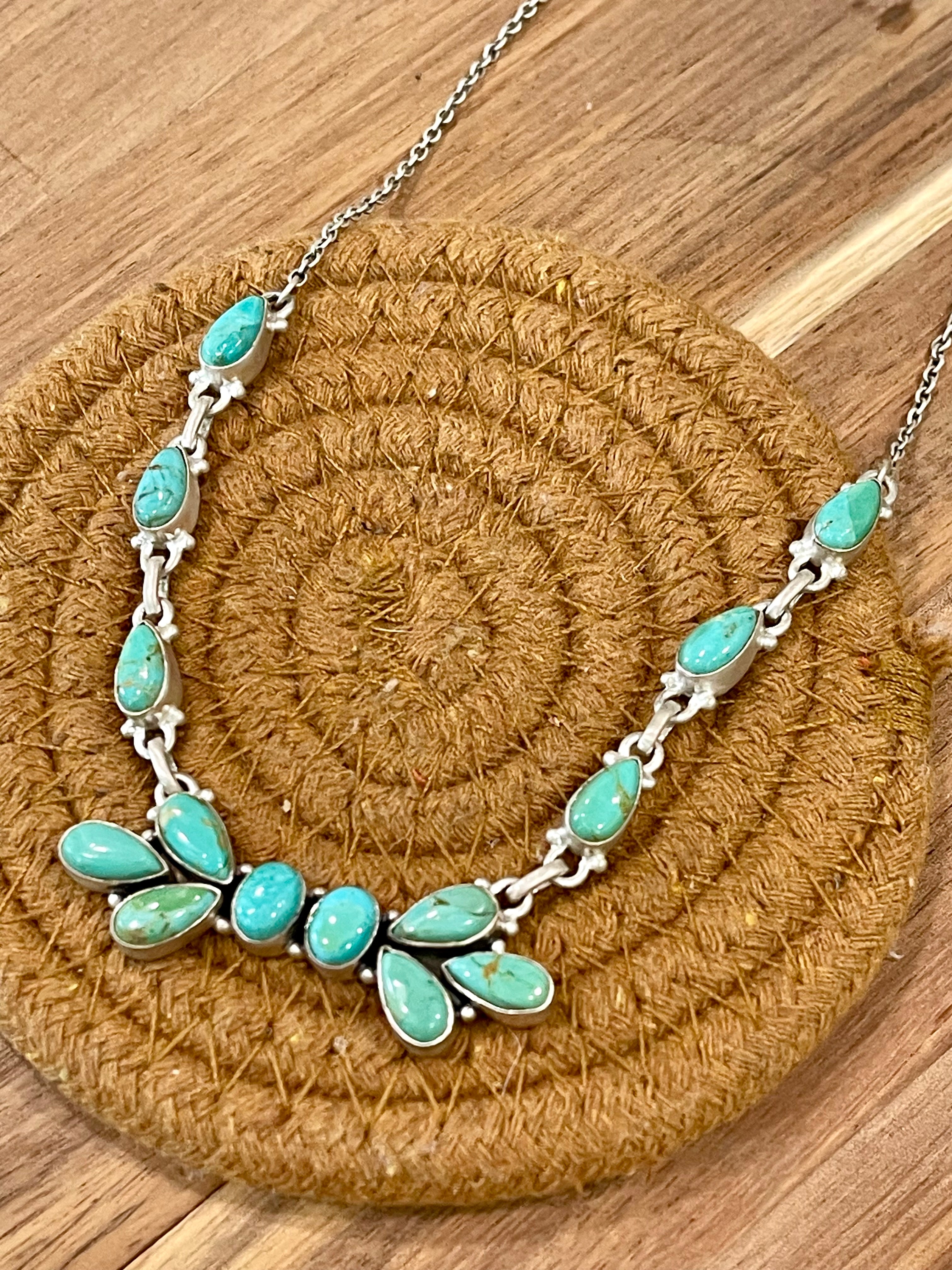 Handmade Sterling Silver & Kingman Turquoise Necklace