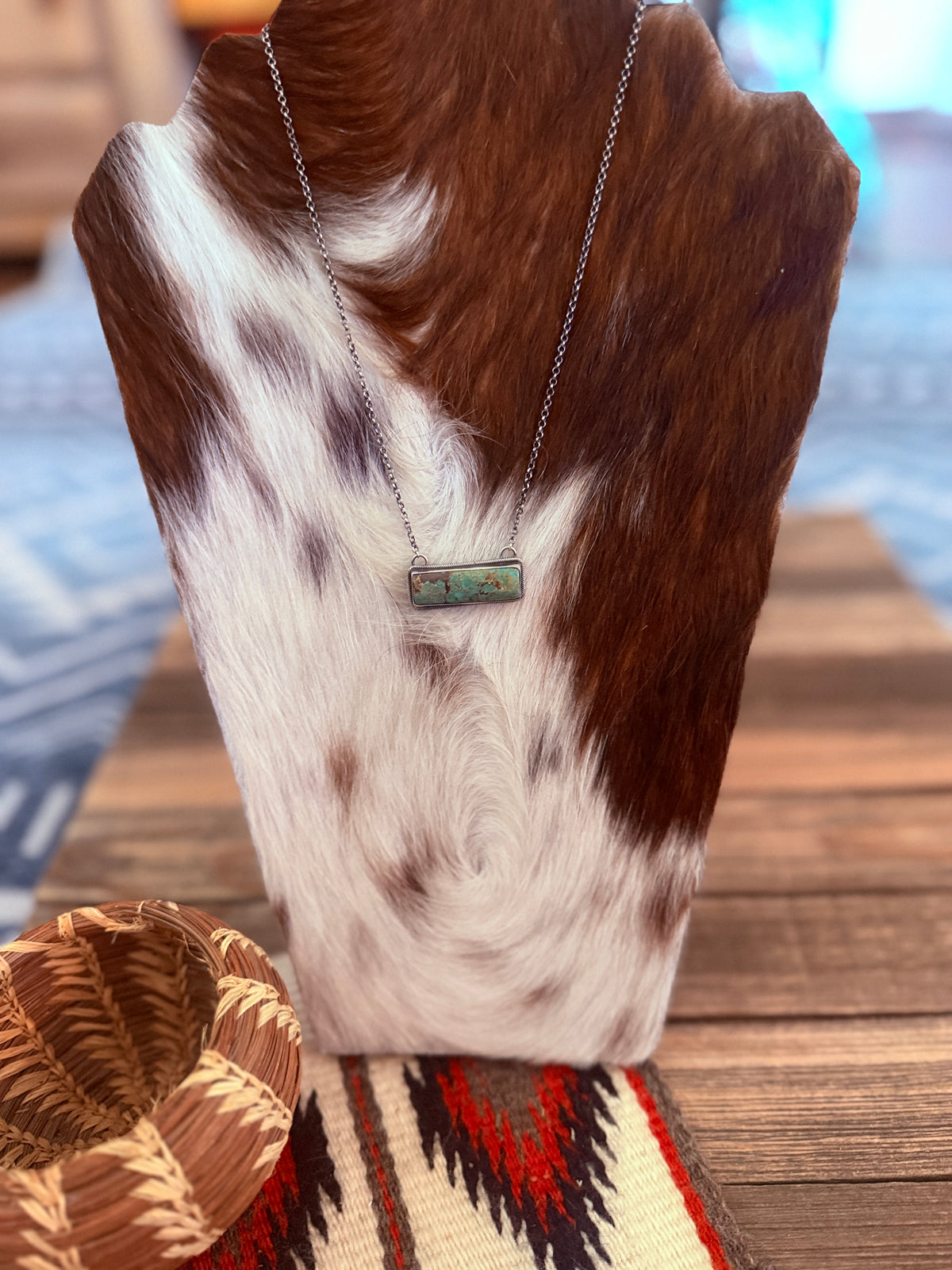 Handcrafted Turquoise & Sterling Silver Bar Necklace