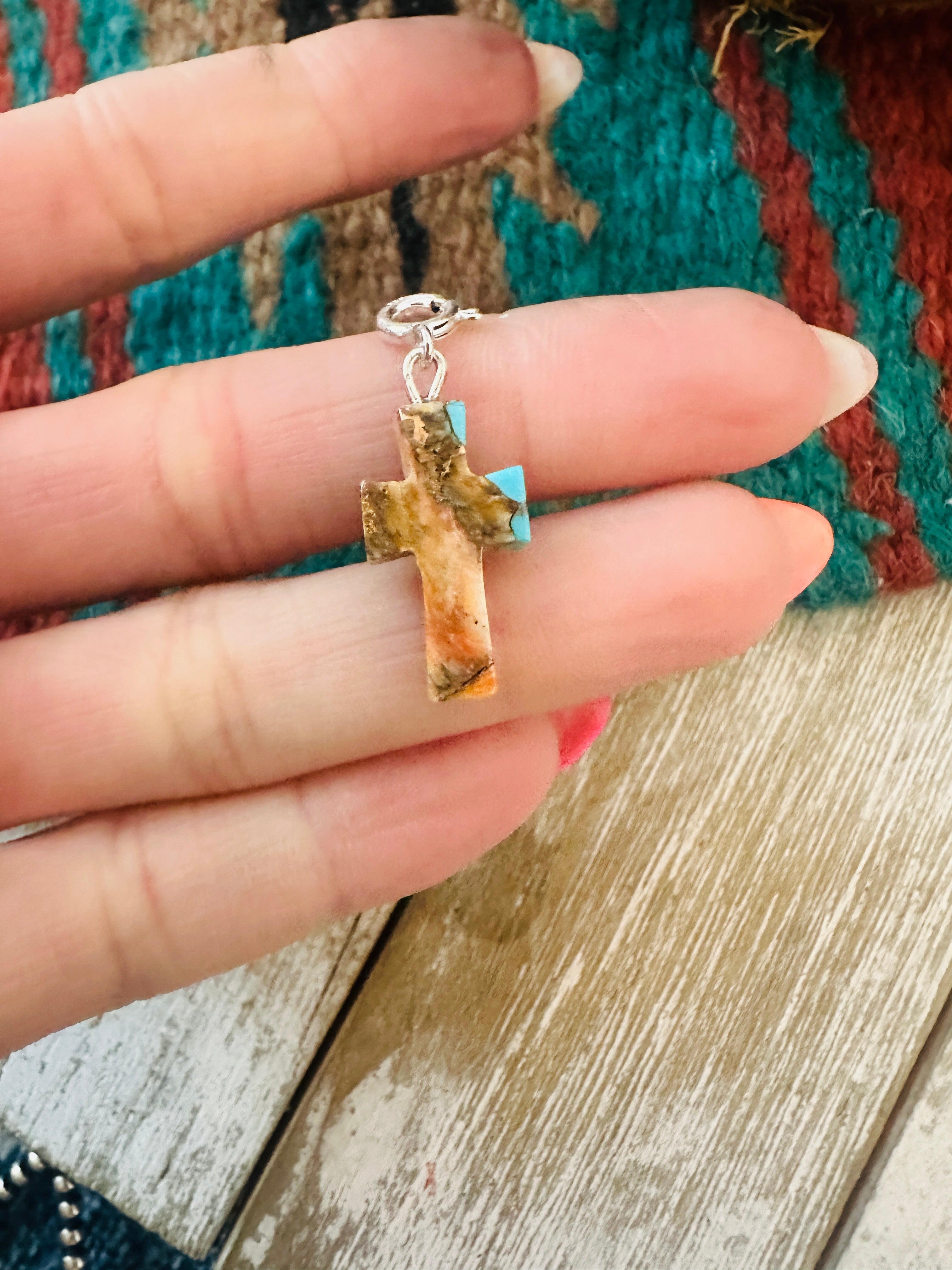 Handcrafted Hand Carved Spice Cross Charm