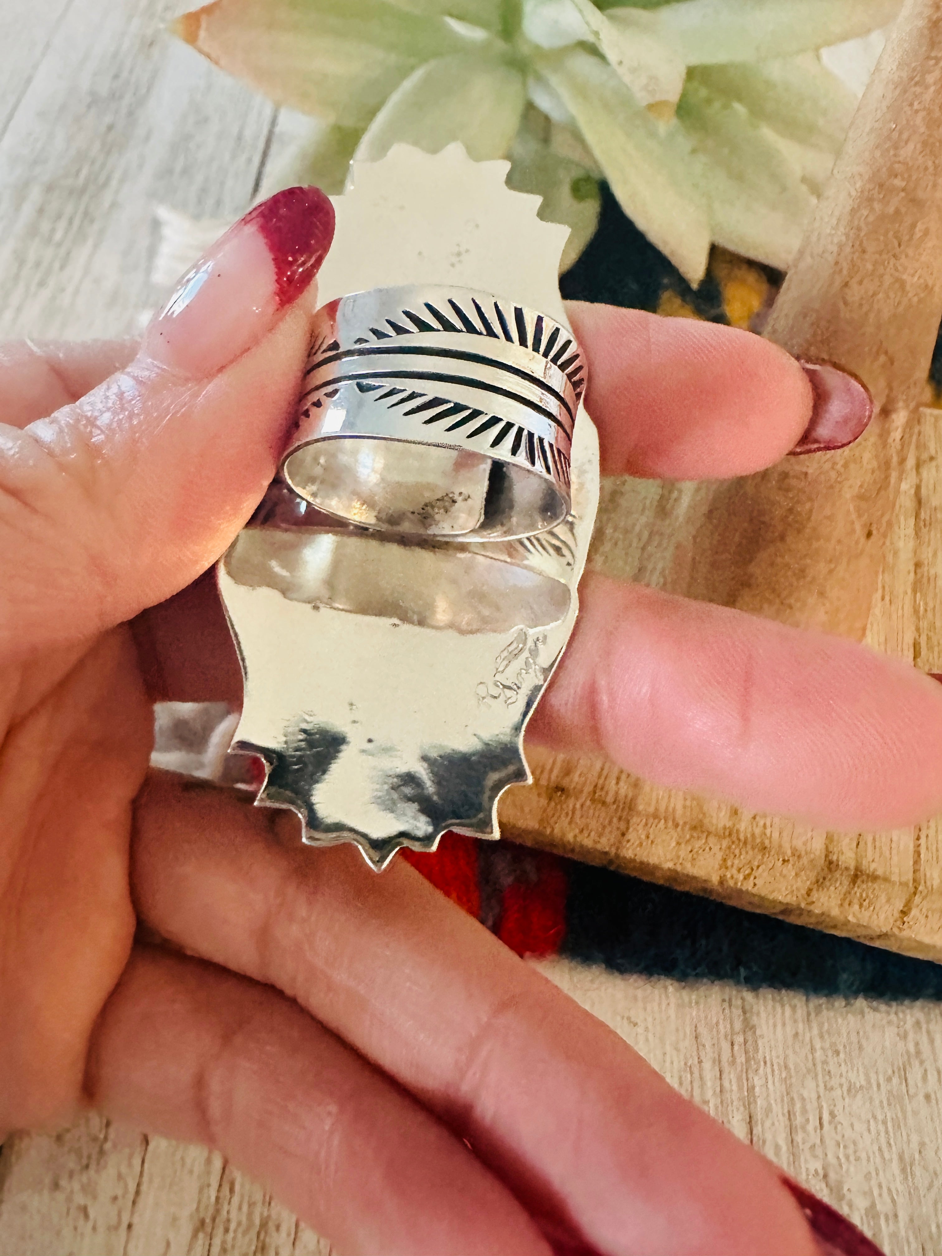 Handcrafted Sterling Silver & Turquoise Adjustable Ring by Richard Singer