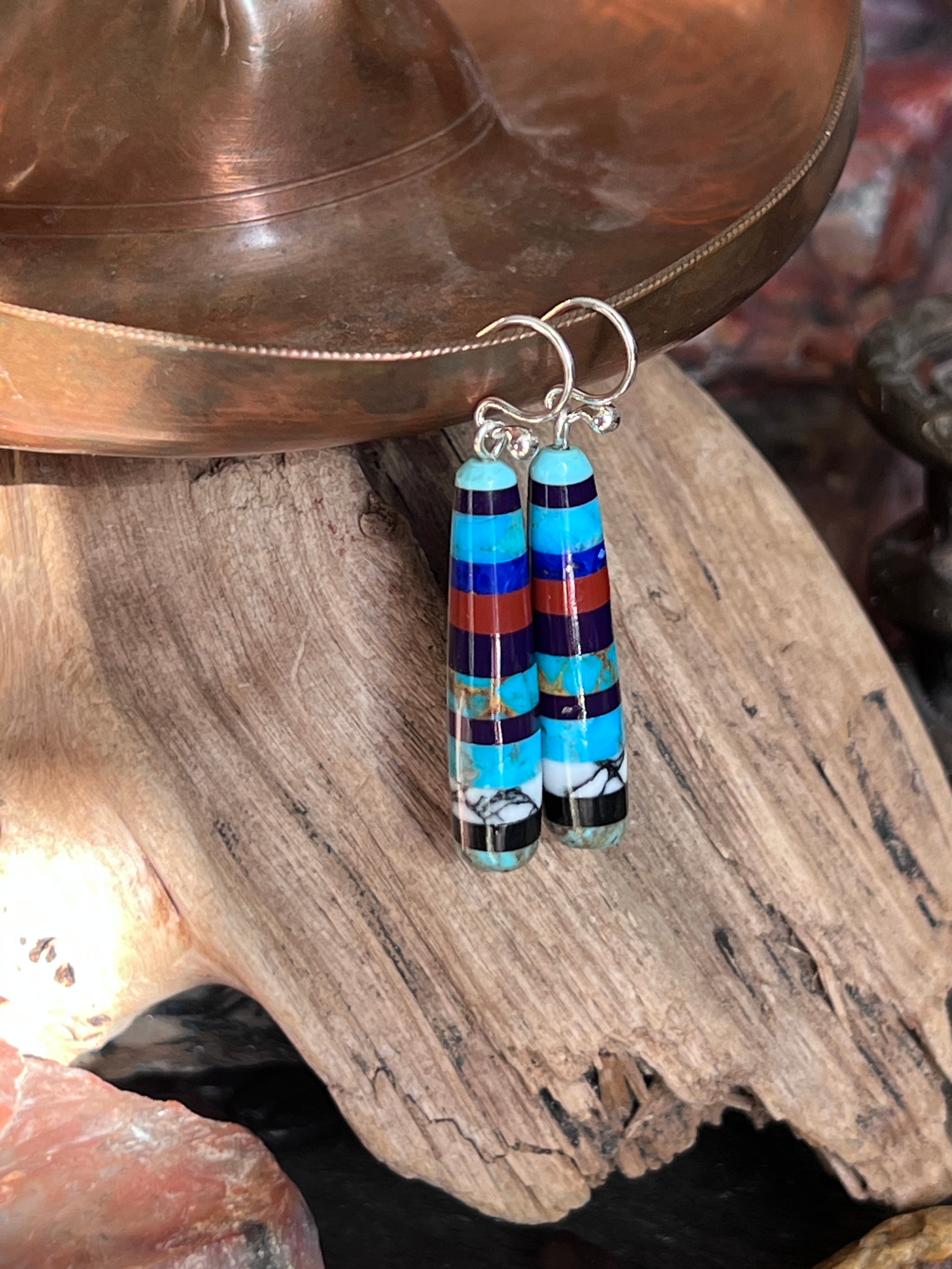 Santo Domingo Layered Multistone Earrings by Ronald Chavez, Stacked Gems #10