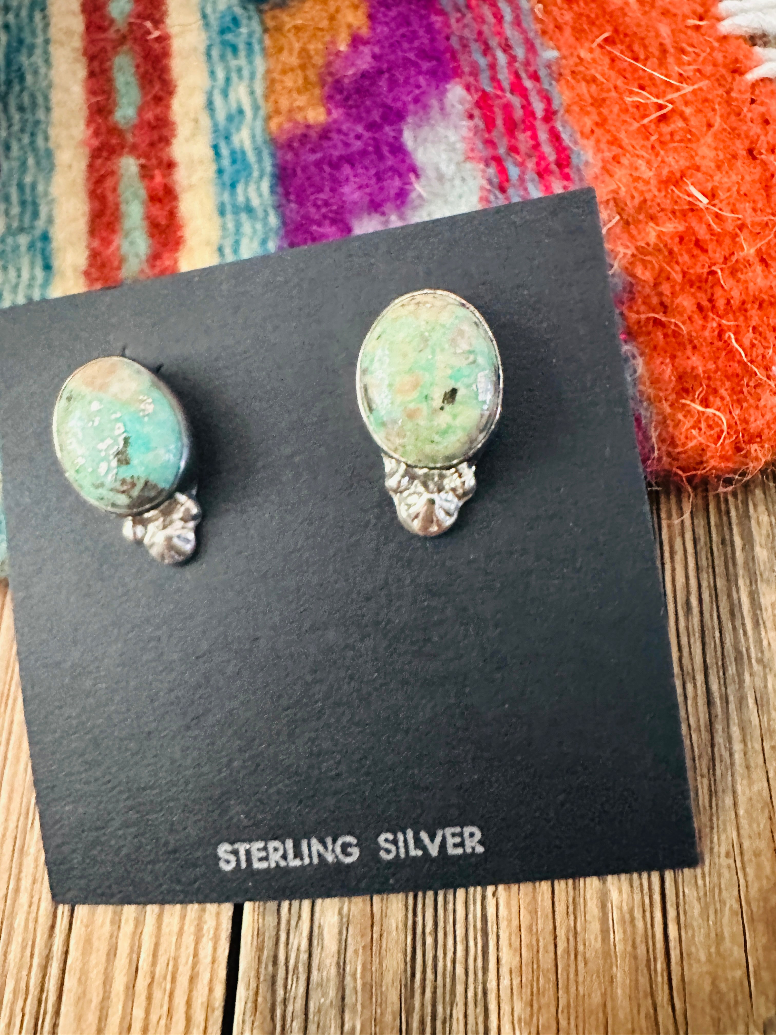 Handcrafted Turquoise & Sterling Silver Post Earrings