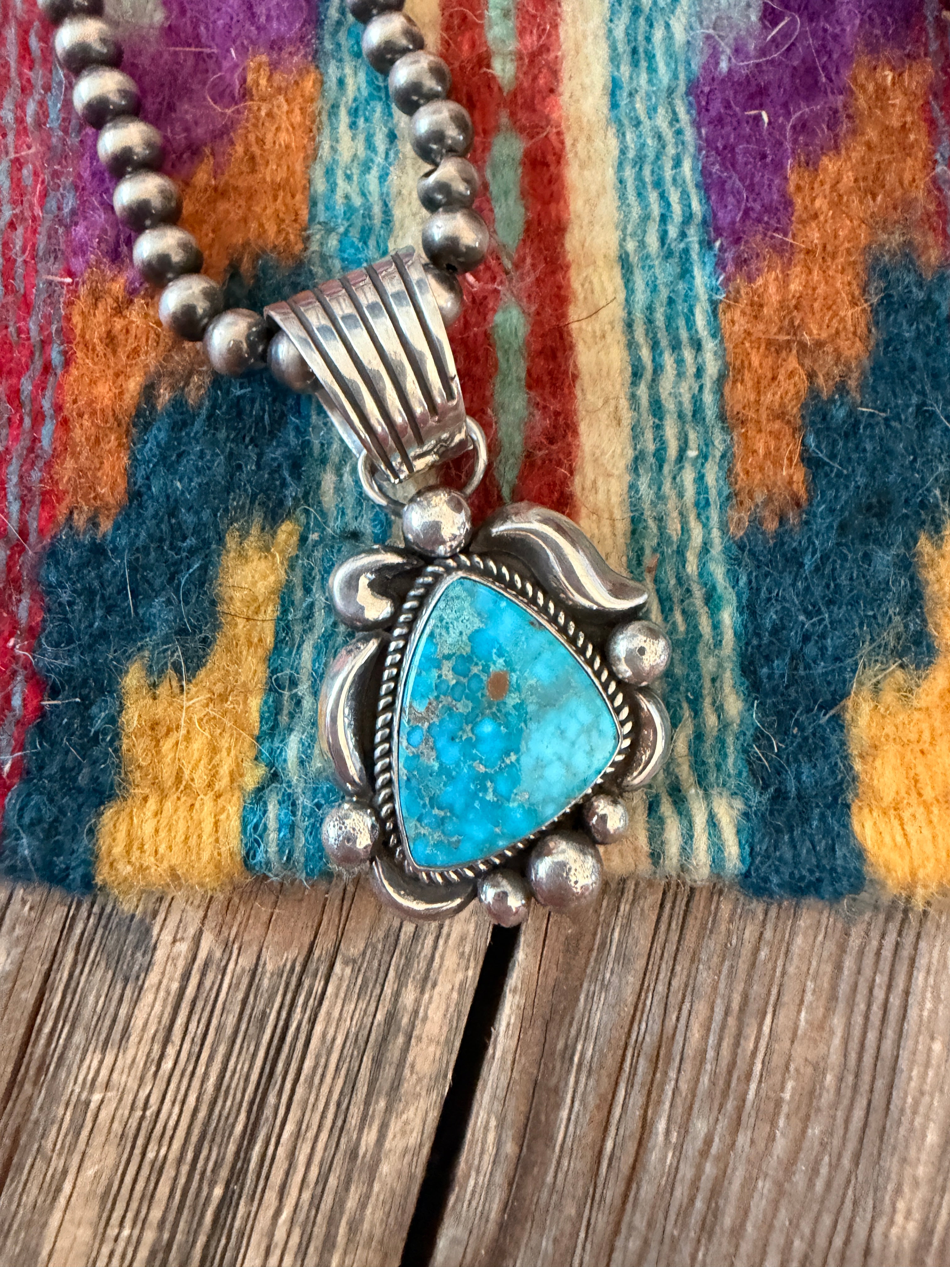 Handcrafted Sterling Silver & Turquoise Pendant by Albert Jake