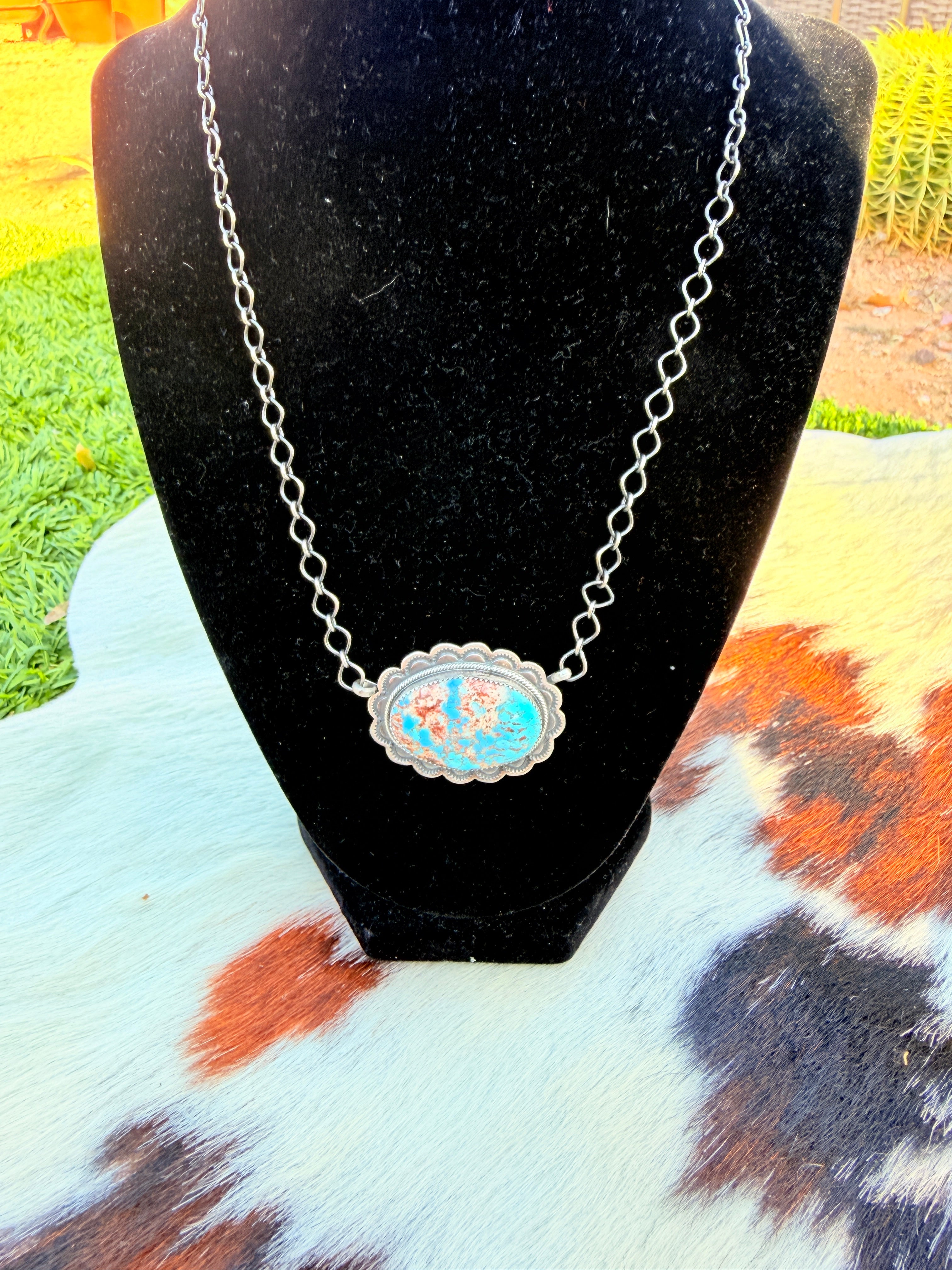 Handcrafted Golden Hills Turquoise & Sterling Silver Necklace