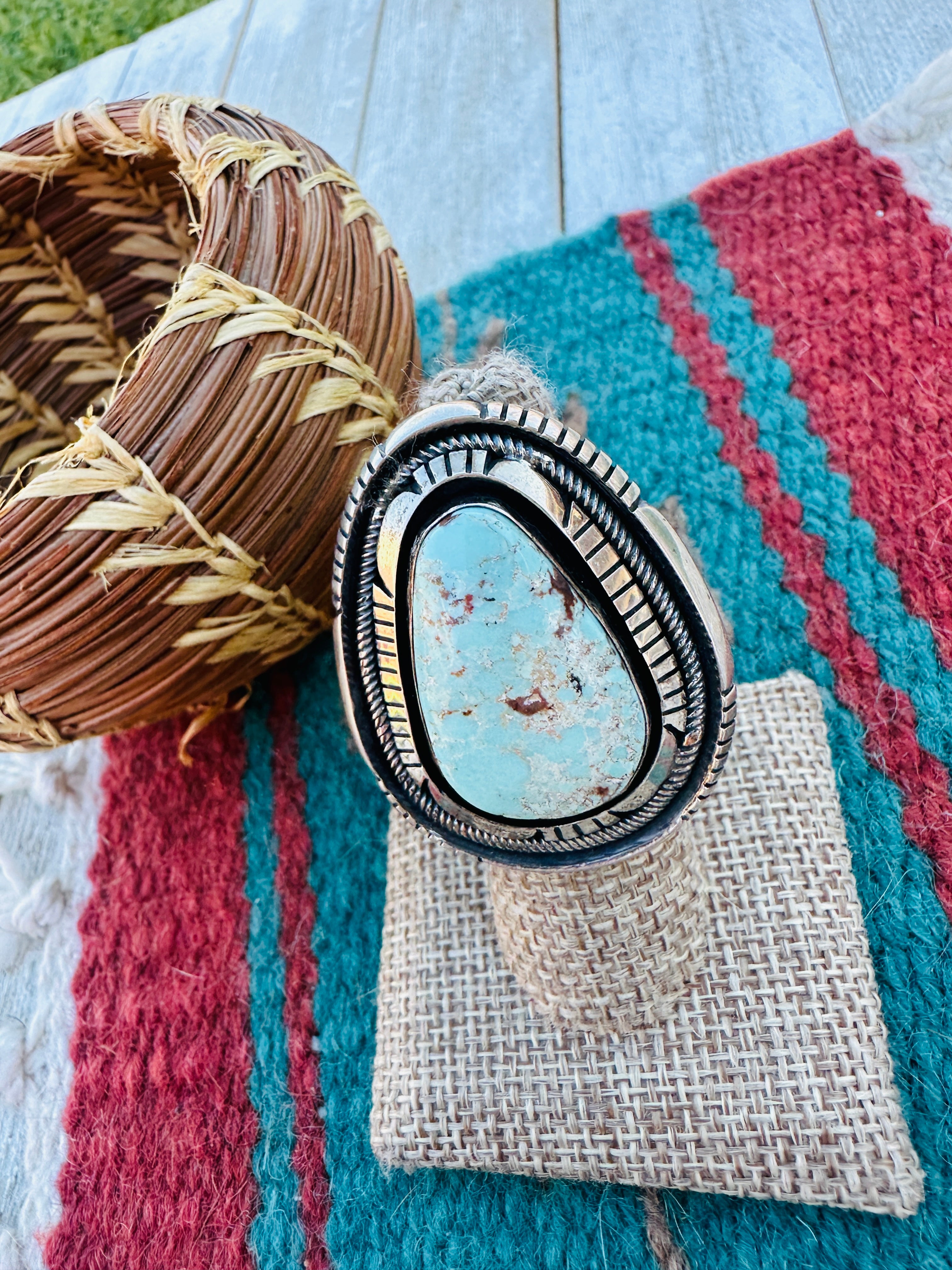 Handcrafted Dry Creek Turquoise & Sterling Silver Ring Size 6