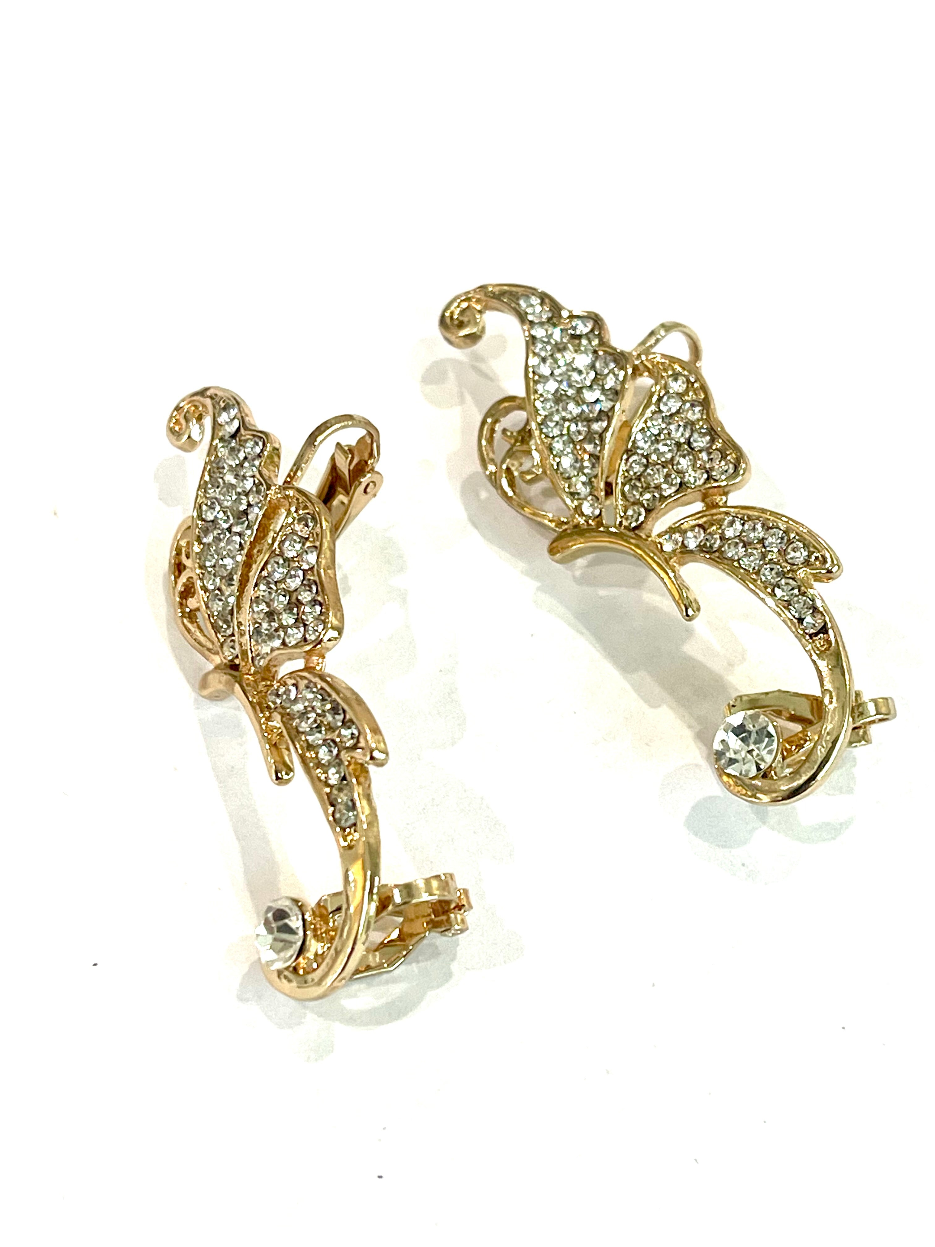 Vintage Gold Plated Clip On Earrings